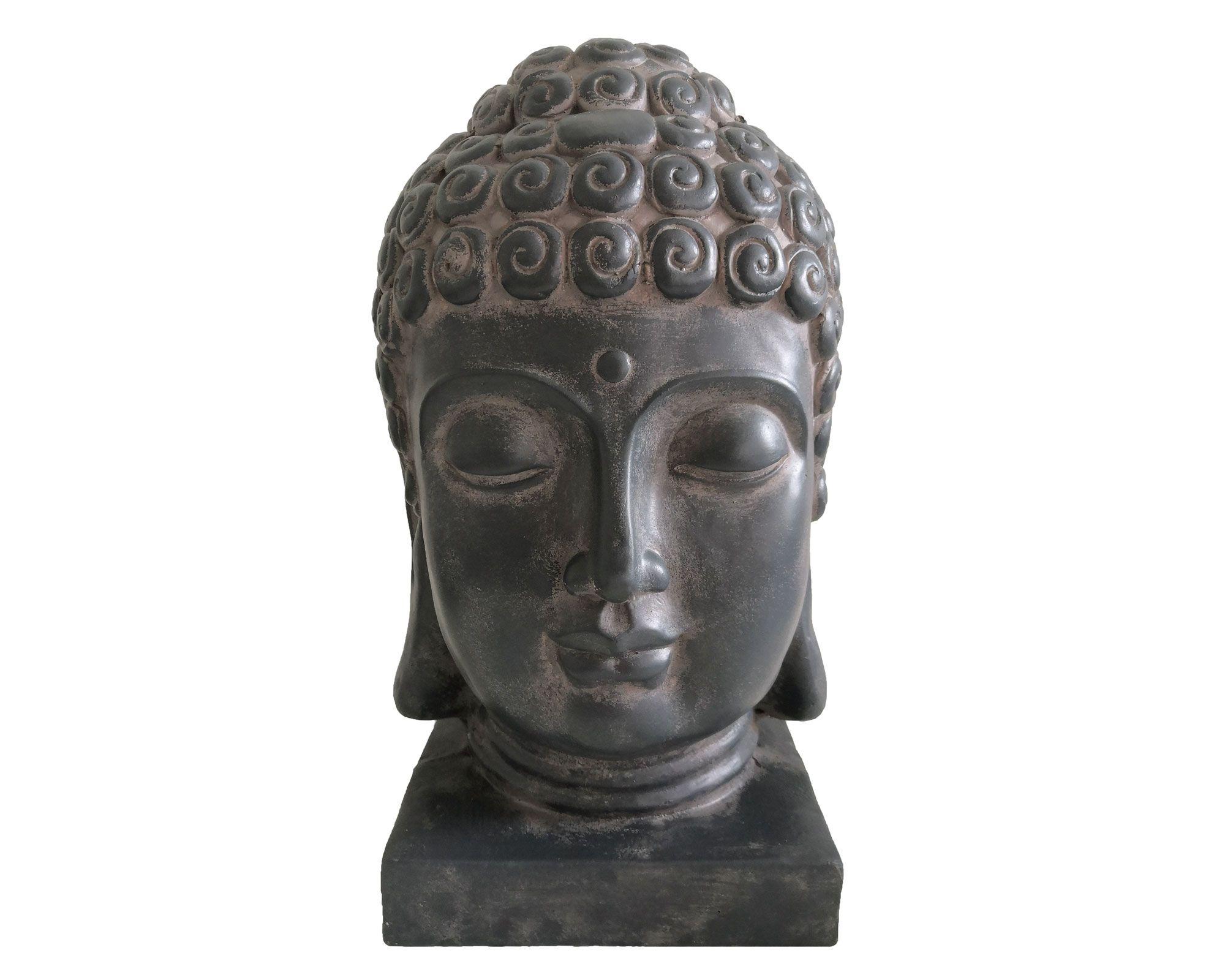 Figura decorativa 42 cm cabeza buda gris oscuro Outzen-0