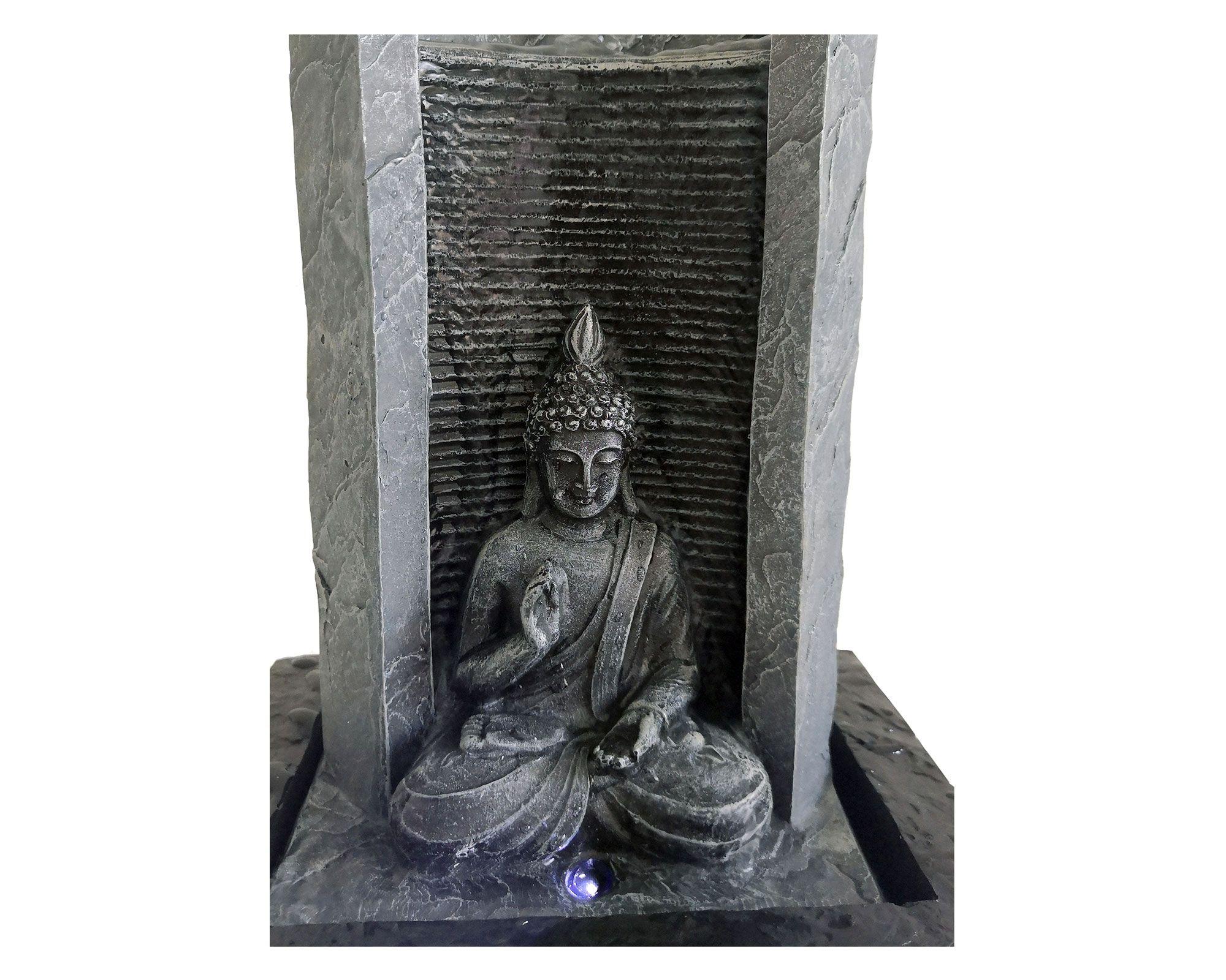 Fuente agua columna 25 cm buda sentado LED Outzen-3