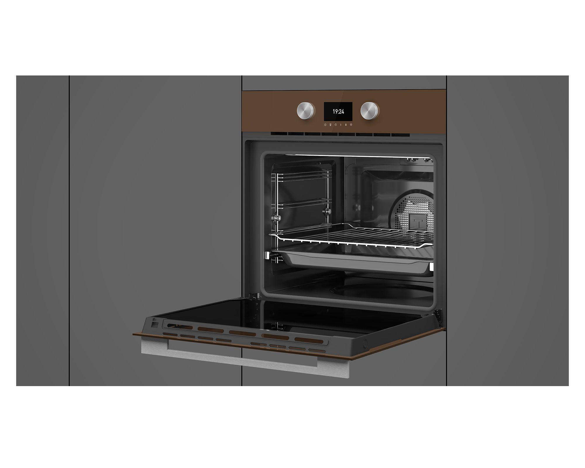 Horno eléctrico empotrado con convector HLB 8600 LB 57 lt café-3