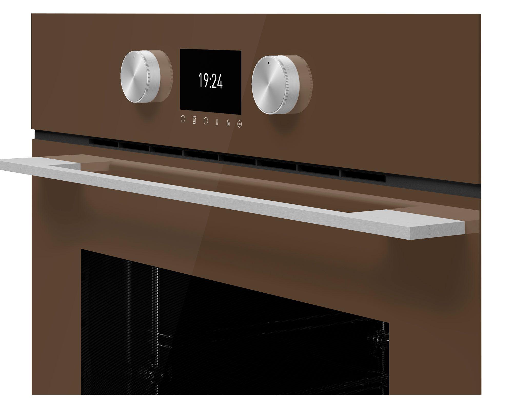 Horno eléctrico empotrado con convector HLB 8600 LB 57 lt café-2