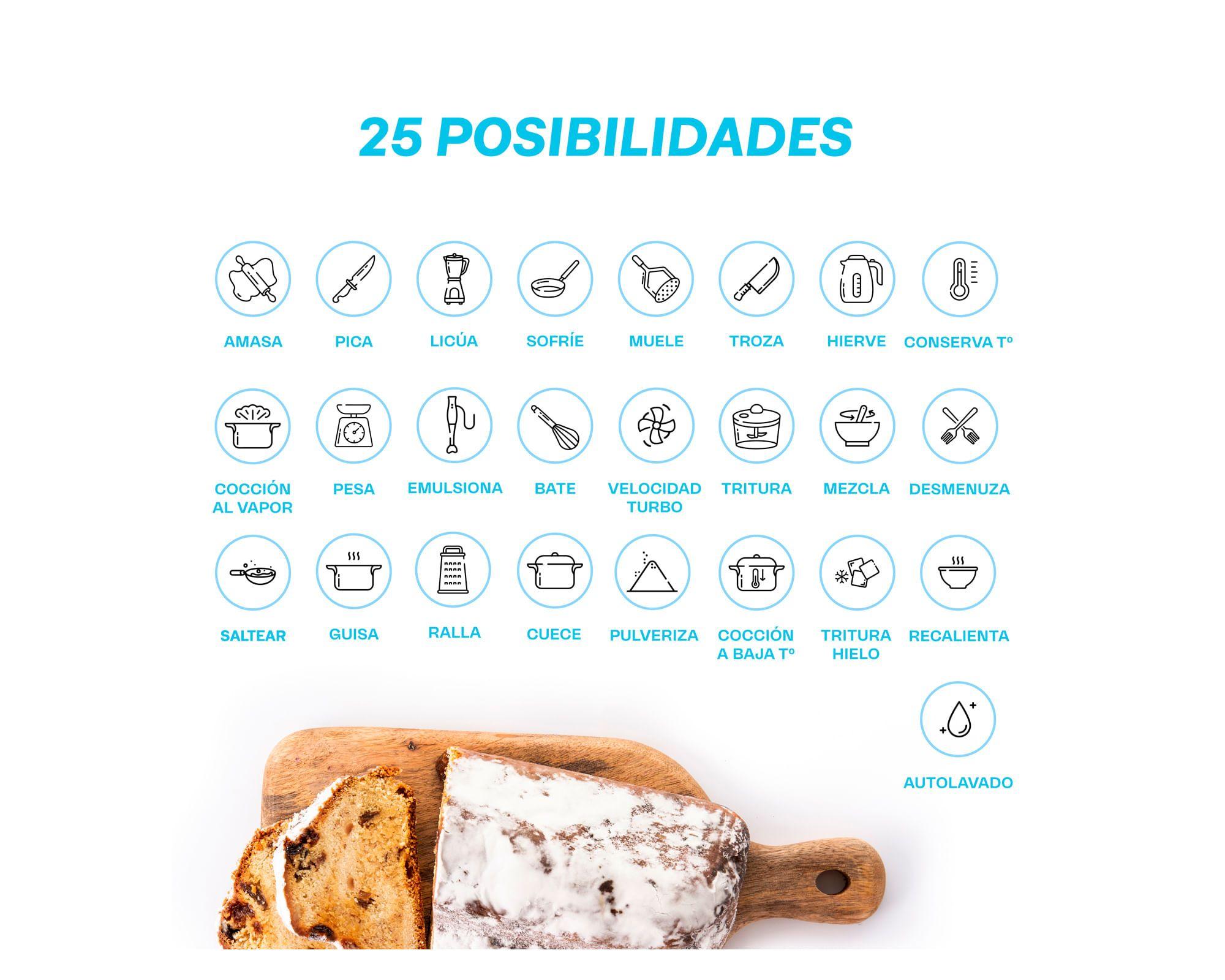 Robot de cocina 1800W Kitchen Pro blanco EasyWays.-5