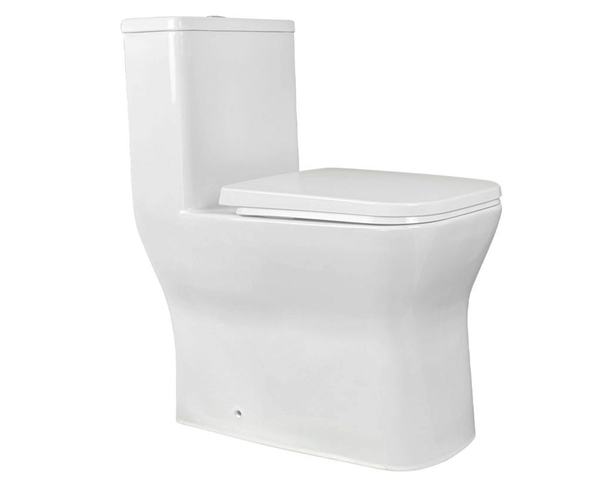 One piece piso 30 cm botón dual asiento cierre suave Square blanco-0