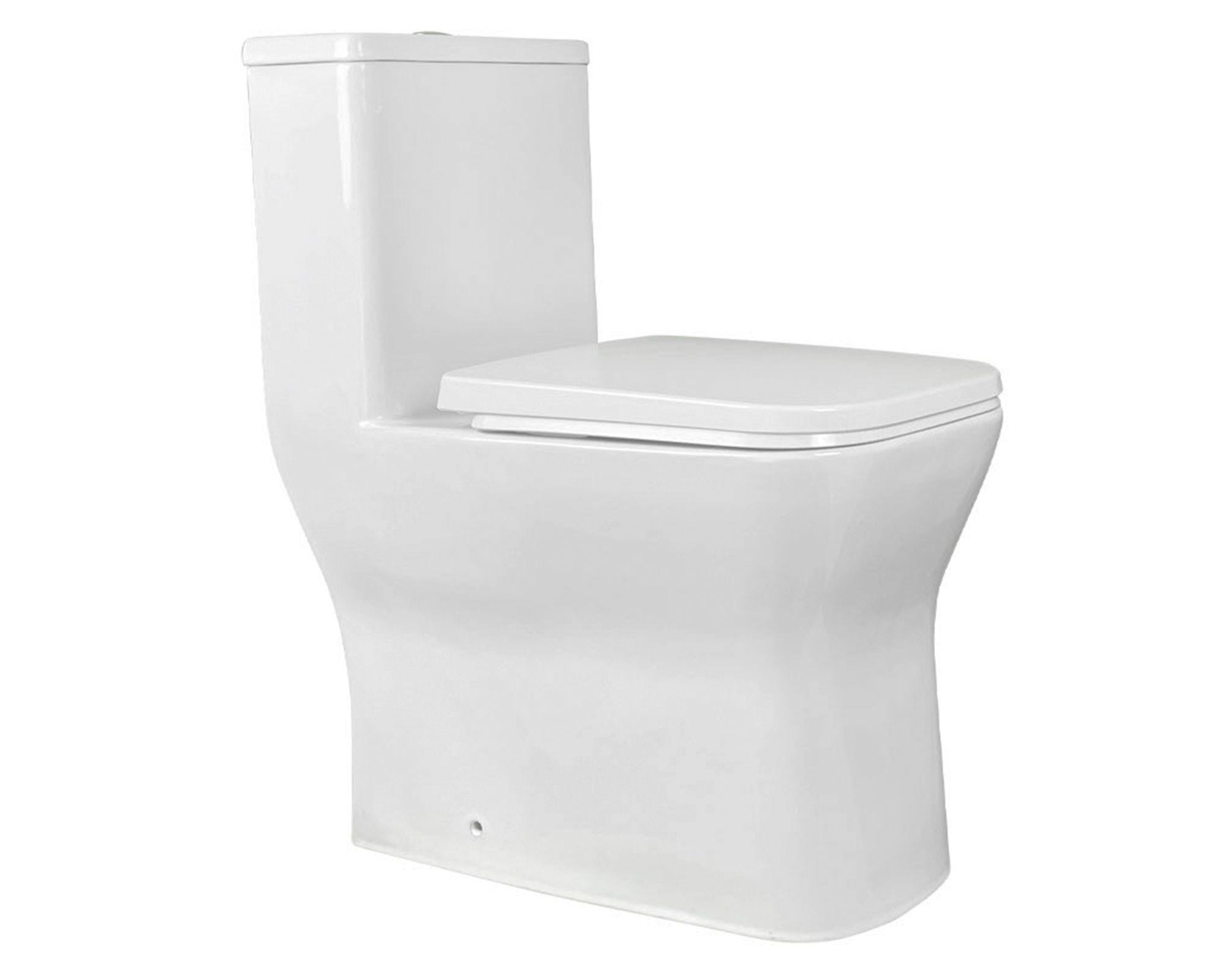 One piece piso 30 cm botón dual asiento cierre suave Square blanco-4