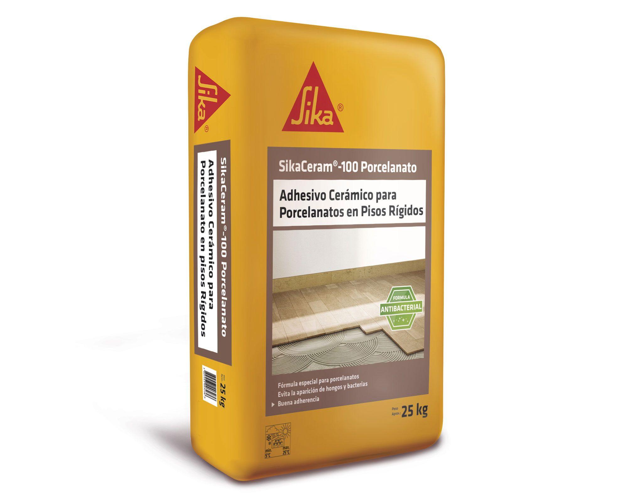 Adhesivo cerámico porcelanato 25 kg Sikaceram 100 gris Sika.-0
