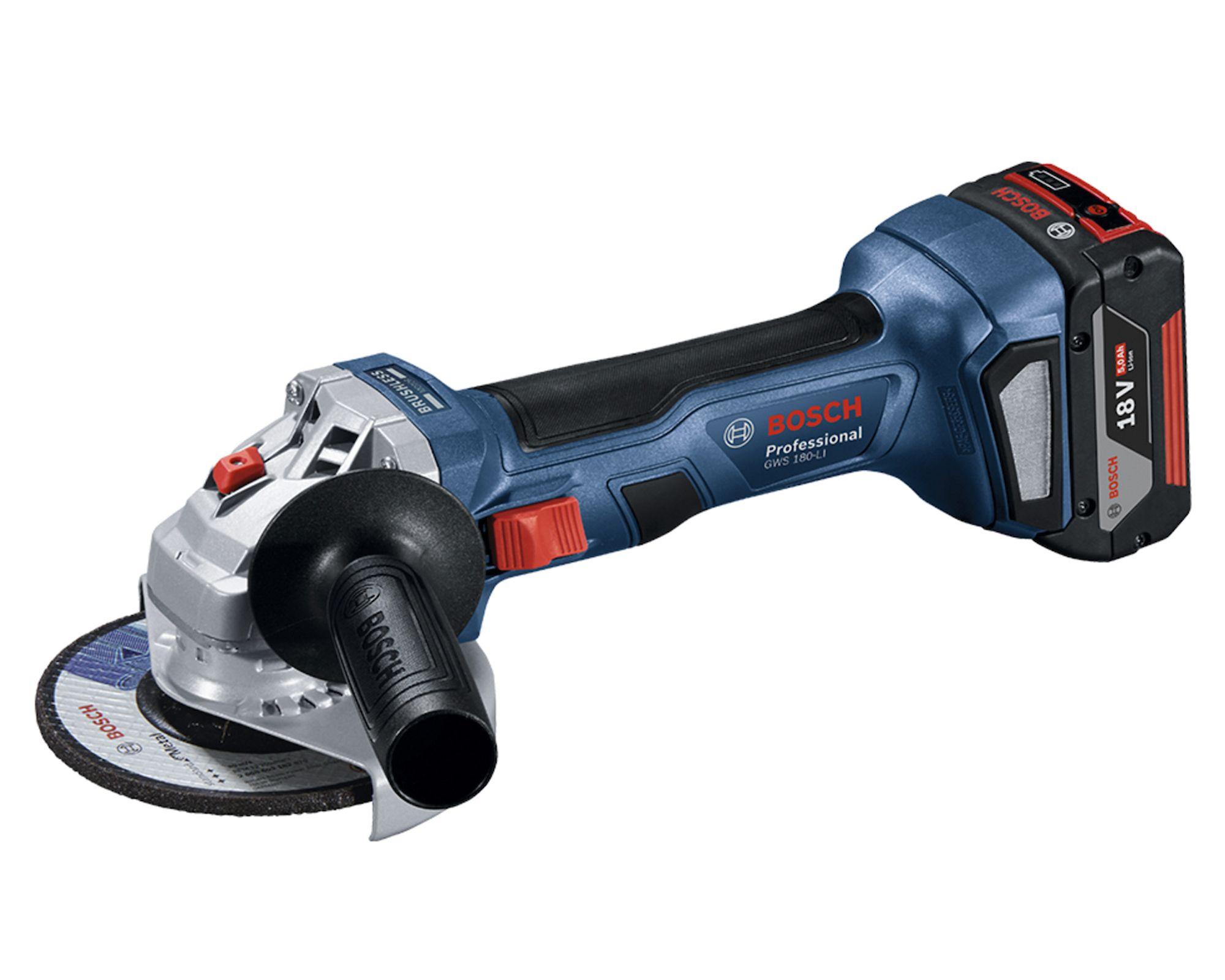 Esmeril angular inalámbrico 5'' 18V GWS 180-LI + 2 baterías 4.0 Ah Bosch.-1