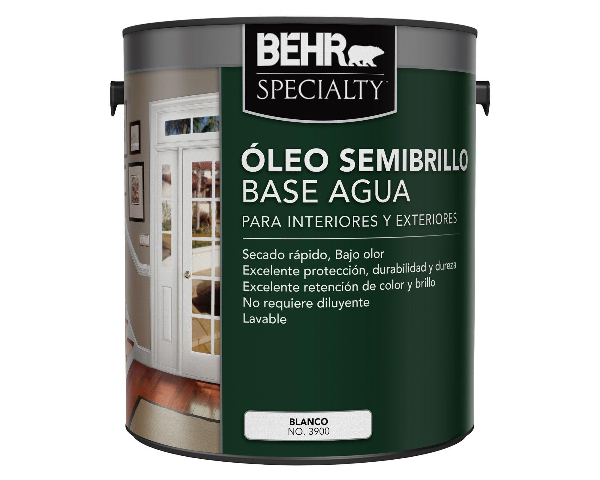 Óleo al agua 1 galón Specialty blanco semi brillante Behr.-0