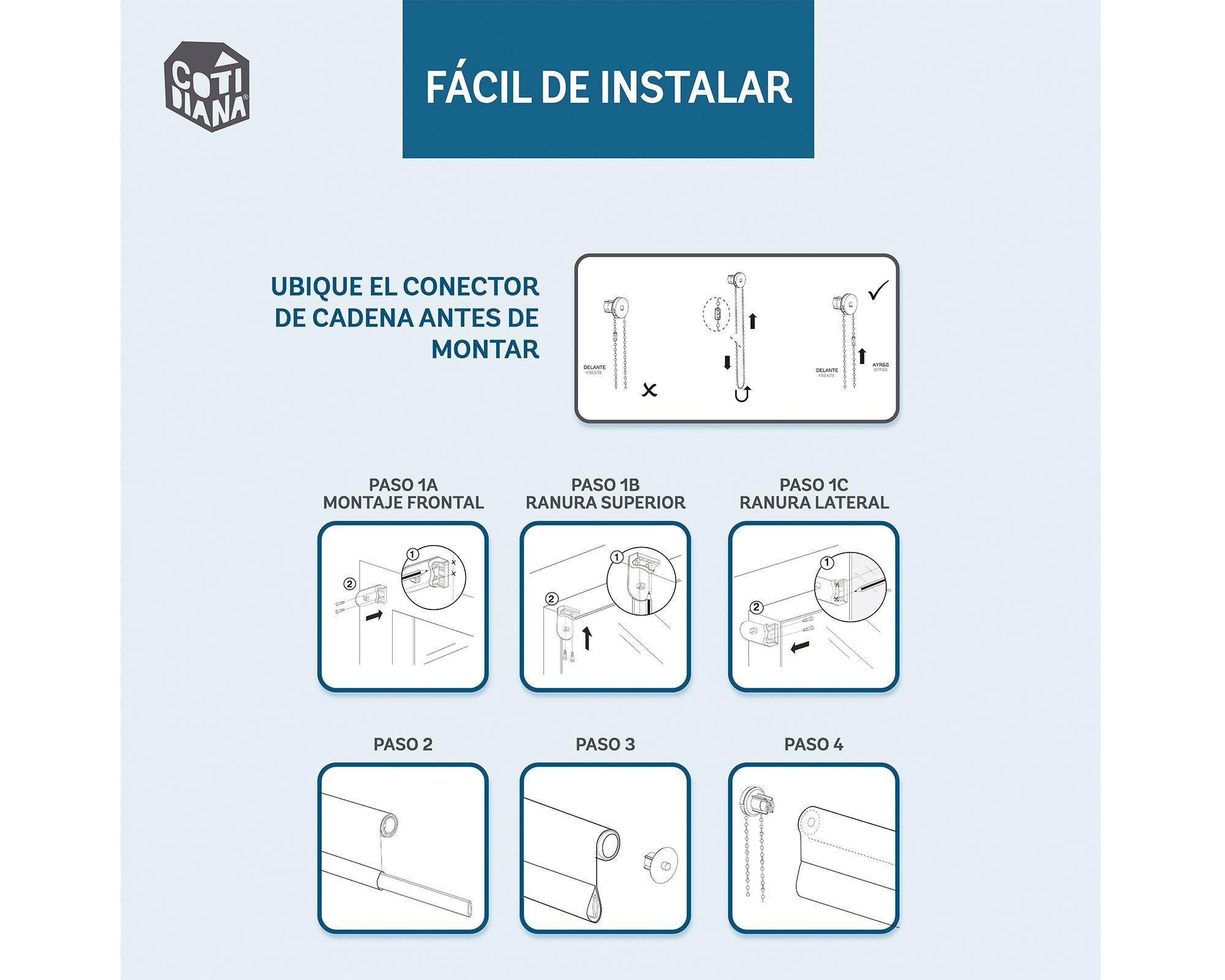 Cortina roller blackout doble 120x250 cm Sunscreen gris Cotidiana-9