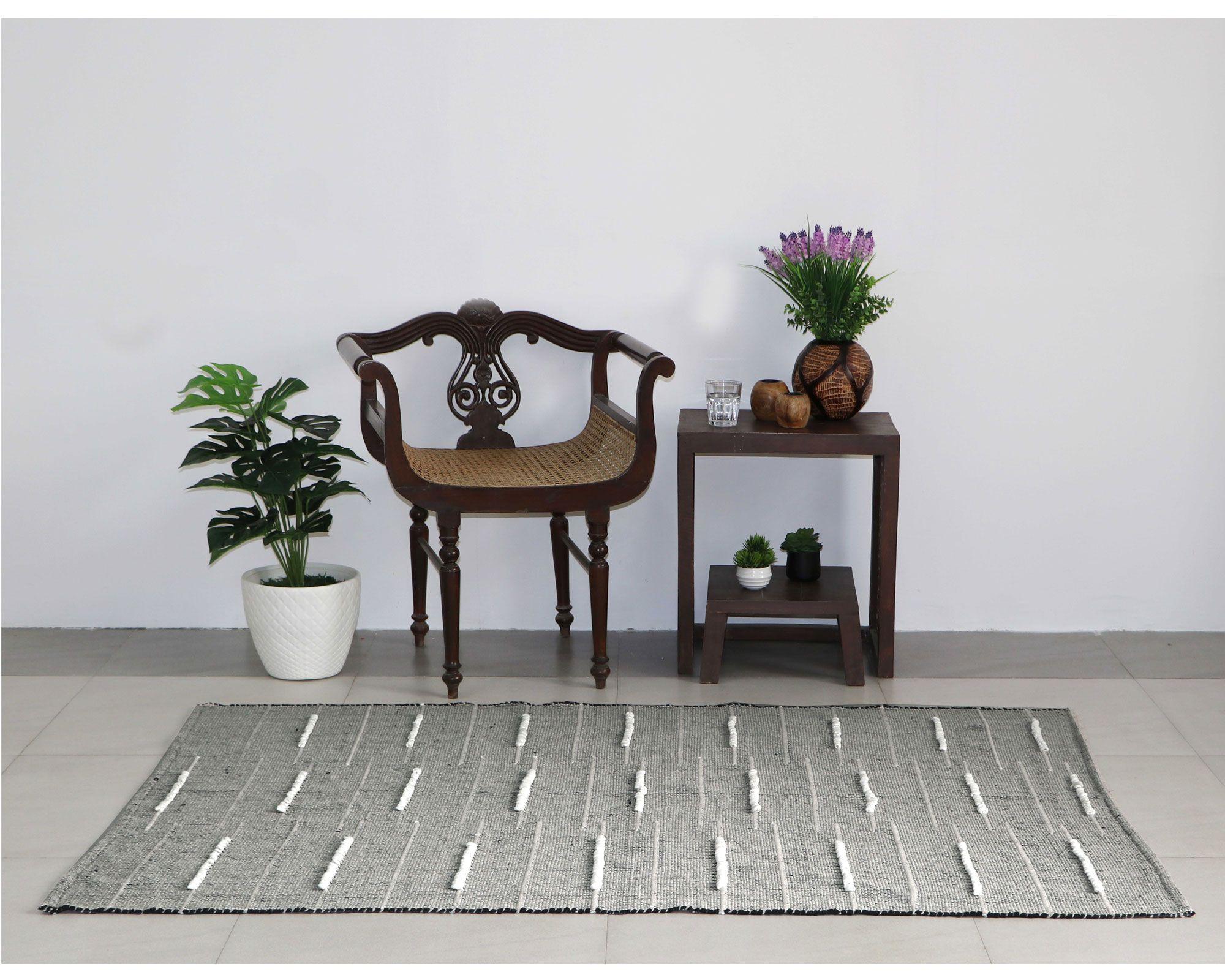 Alfombra 120x180 cm bordado gris/blanco Cotidiana-3