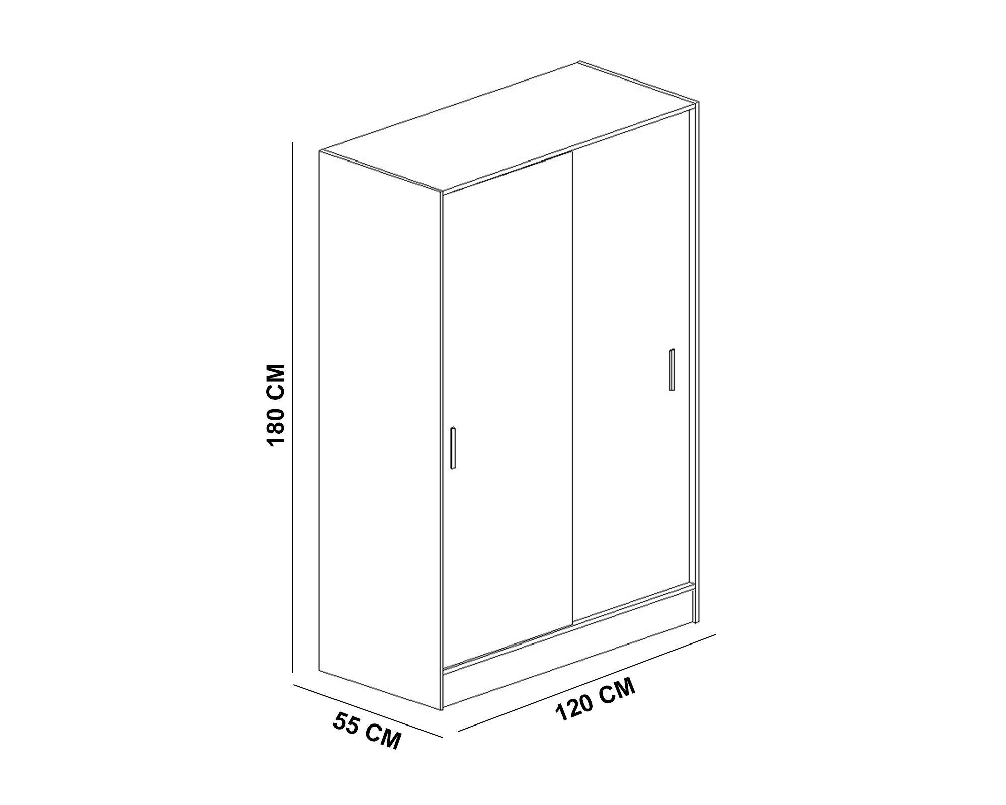 Clóset 2 puertas correderas nogal 180x120x55 cm-4