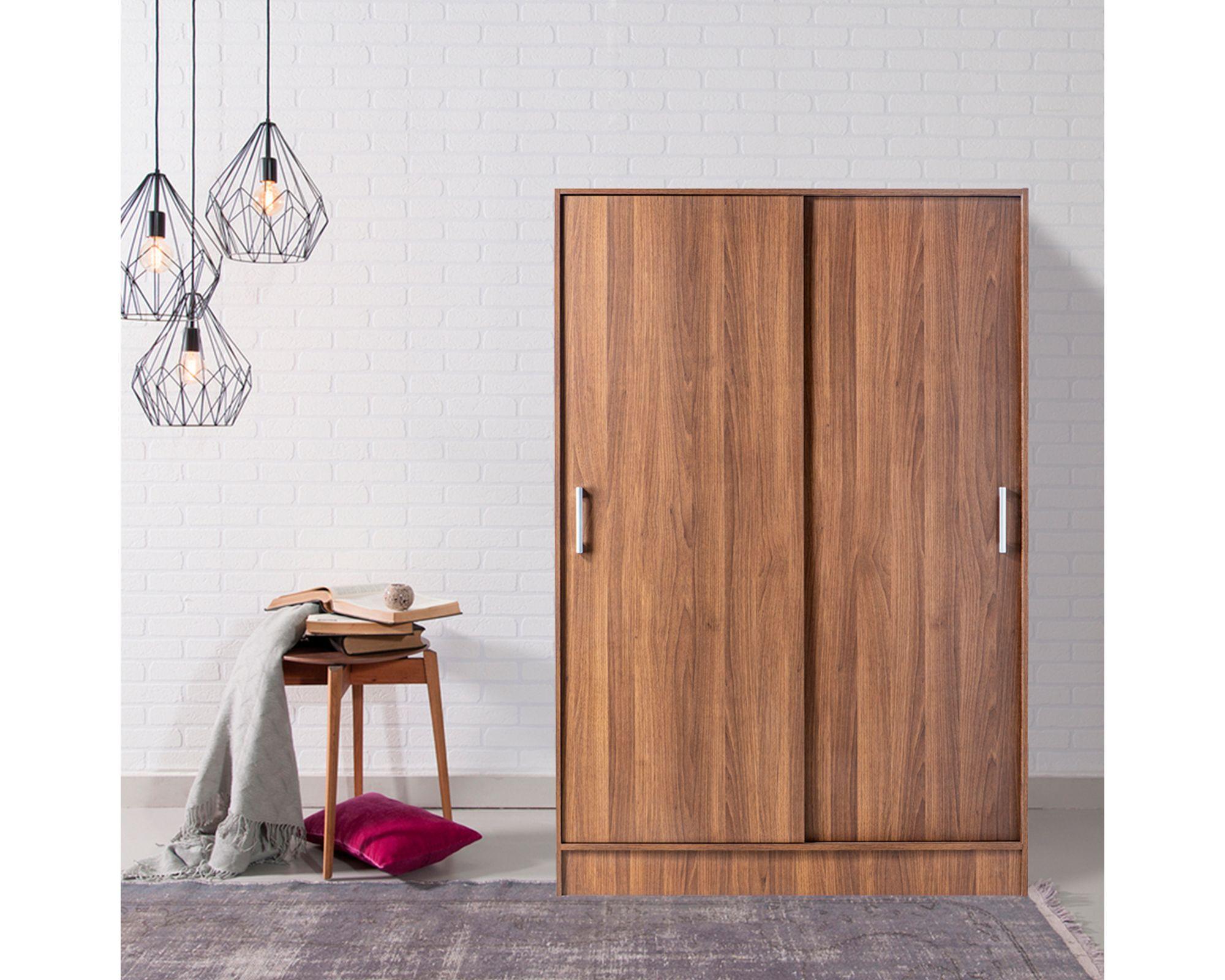 Clóset 2 puertas correderas nogal 180x120x55 cm-3