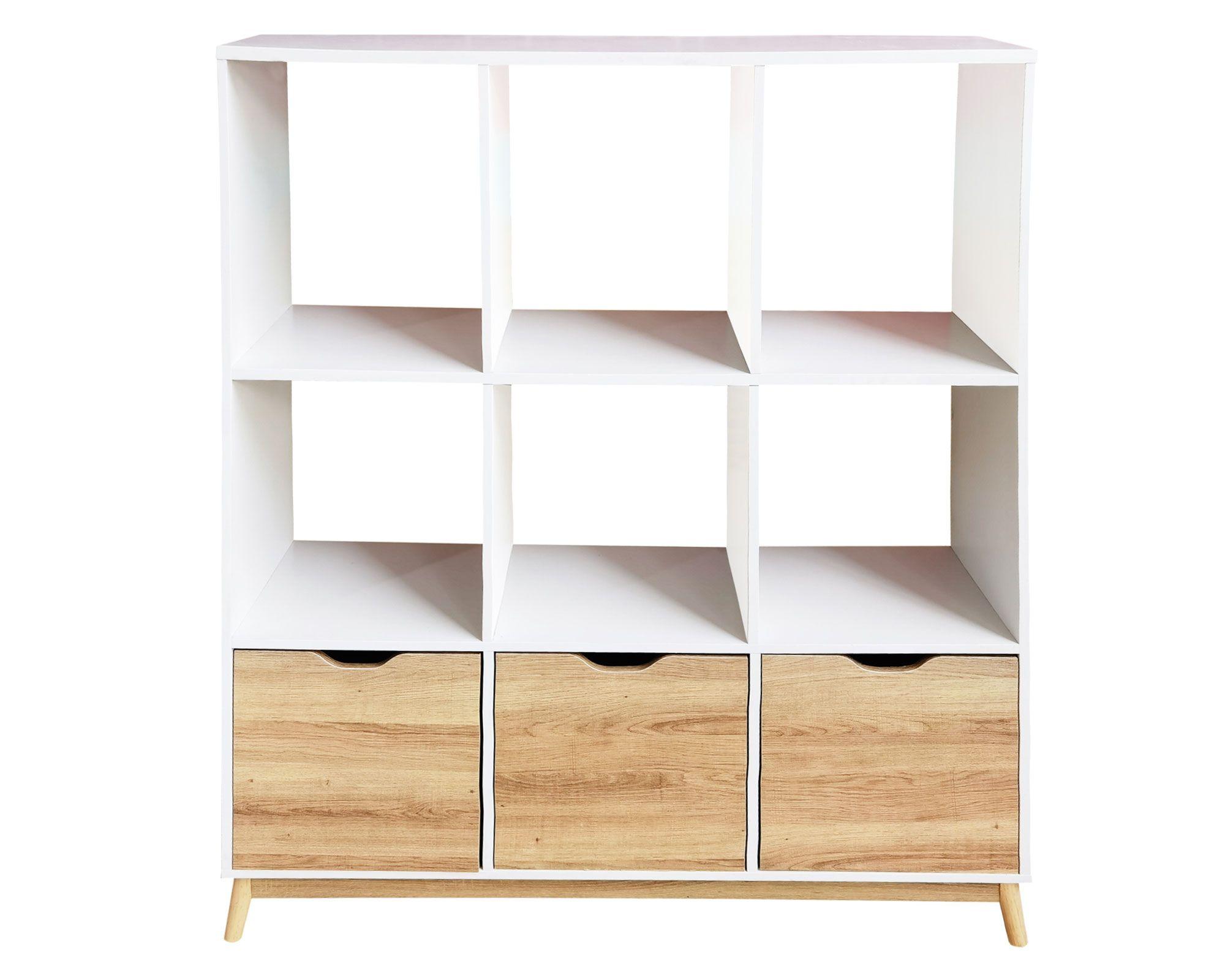 Librero 3 puertas Florencia natural/blanco M+Design-0
