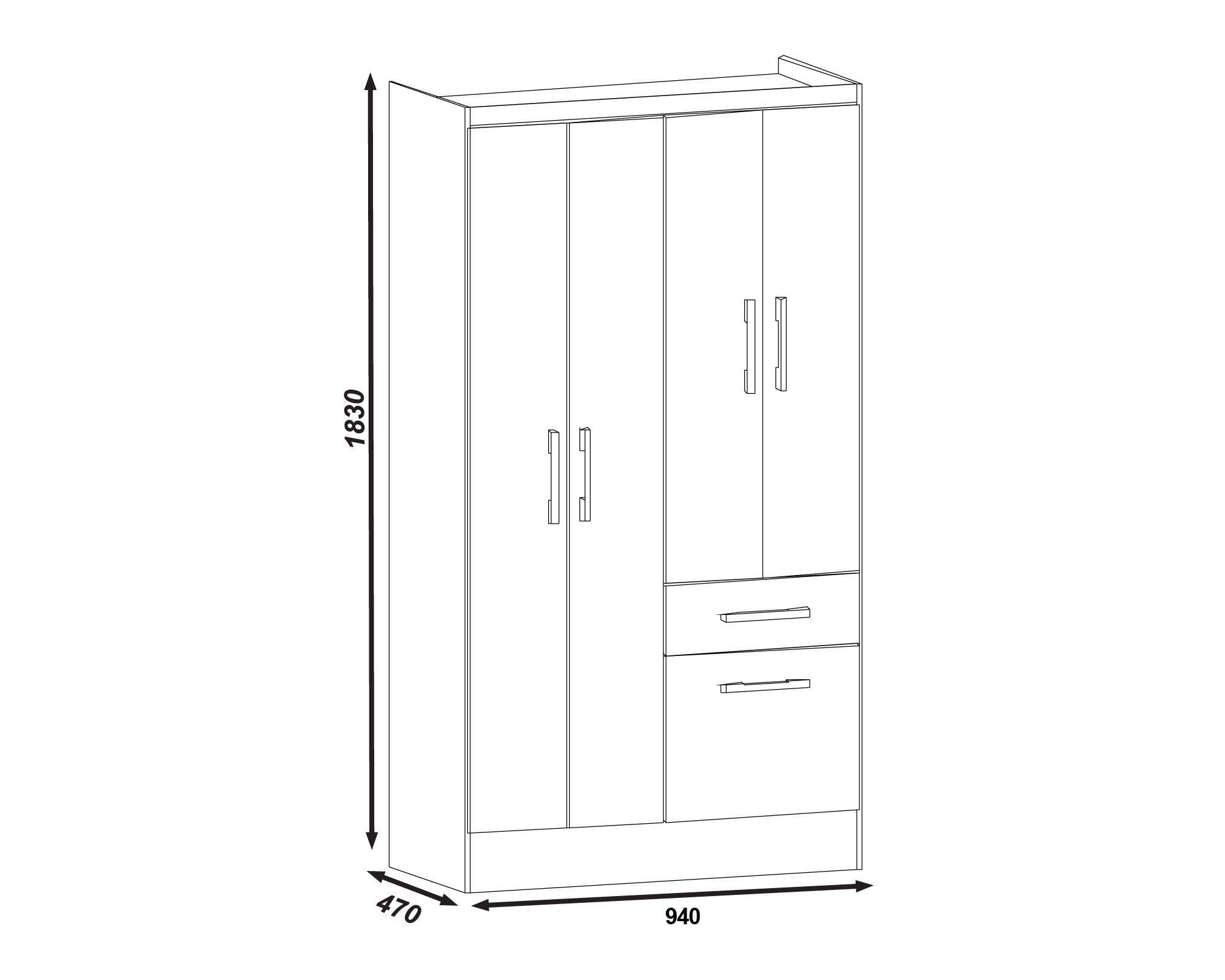 Closet 4 puertas 1 cajón 1 zapatera tabaco M+Design-3