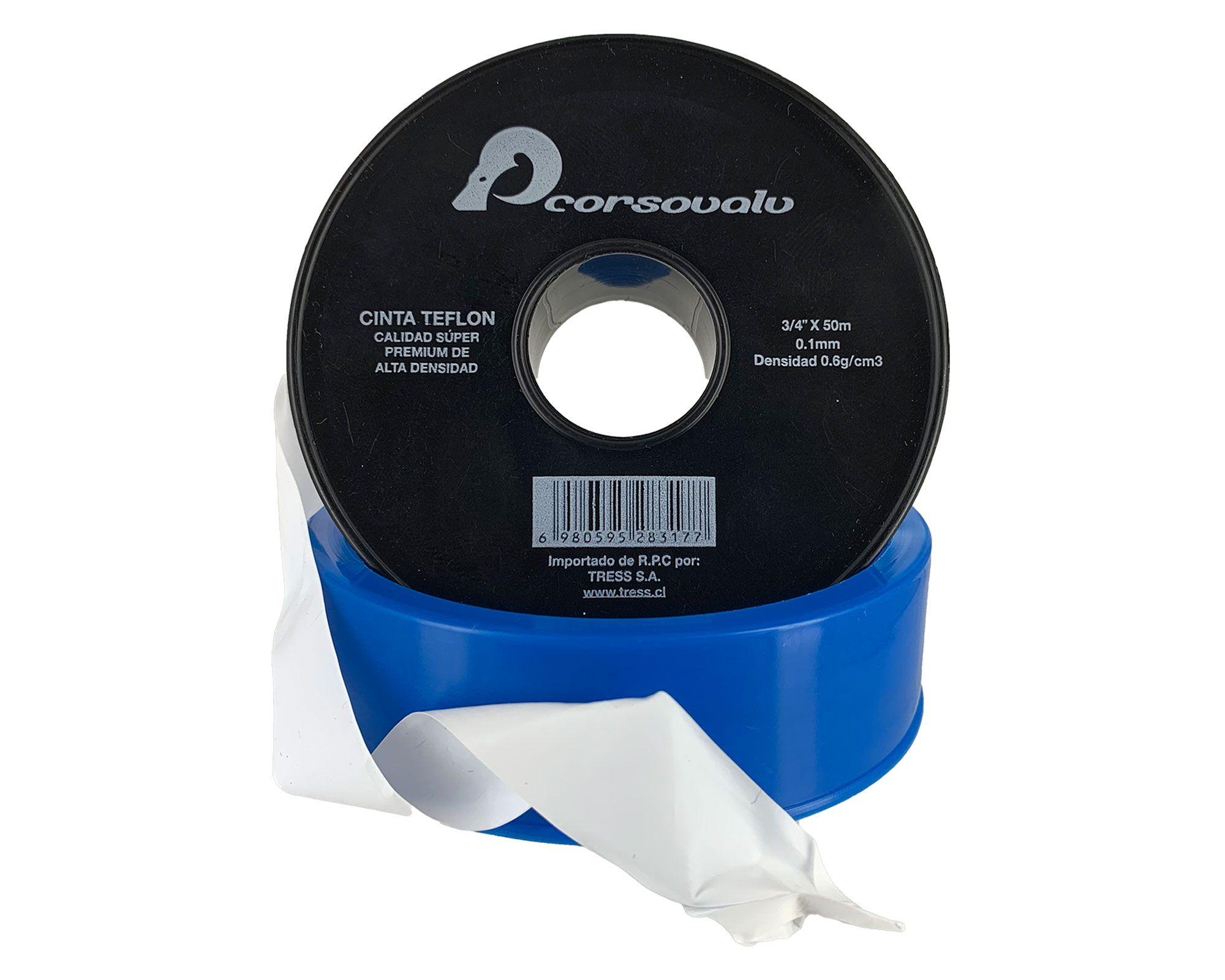 Cinta teflón 3/4'' x 50 m x 0,1 mm blanco Corsovalv.-1