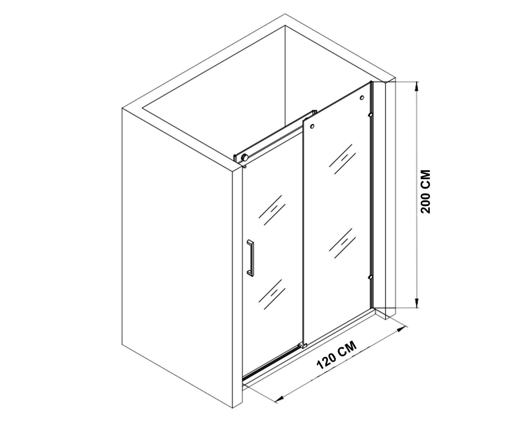Mampara ducha 200x120 cm 8 mm Porto II Behnke.-2