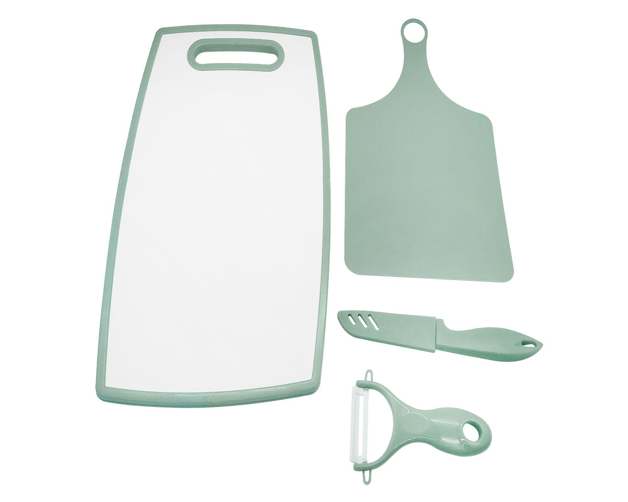 Tablas cortar + cuchillo + pelador aqua Cotidiana.-0