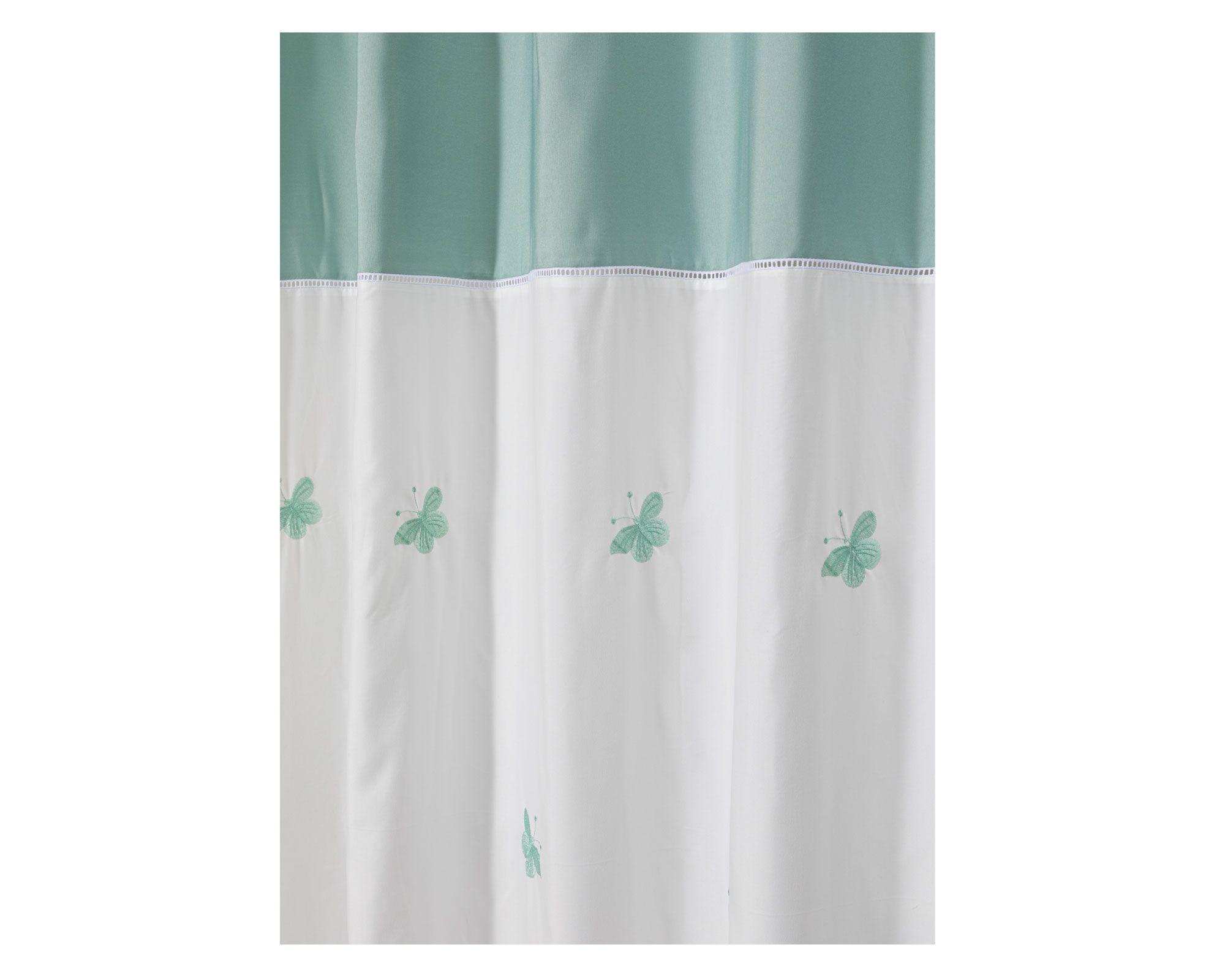 Cortina baño 180x180 cm mariposa aqua/blanco Cotidiana-1