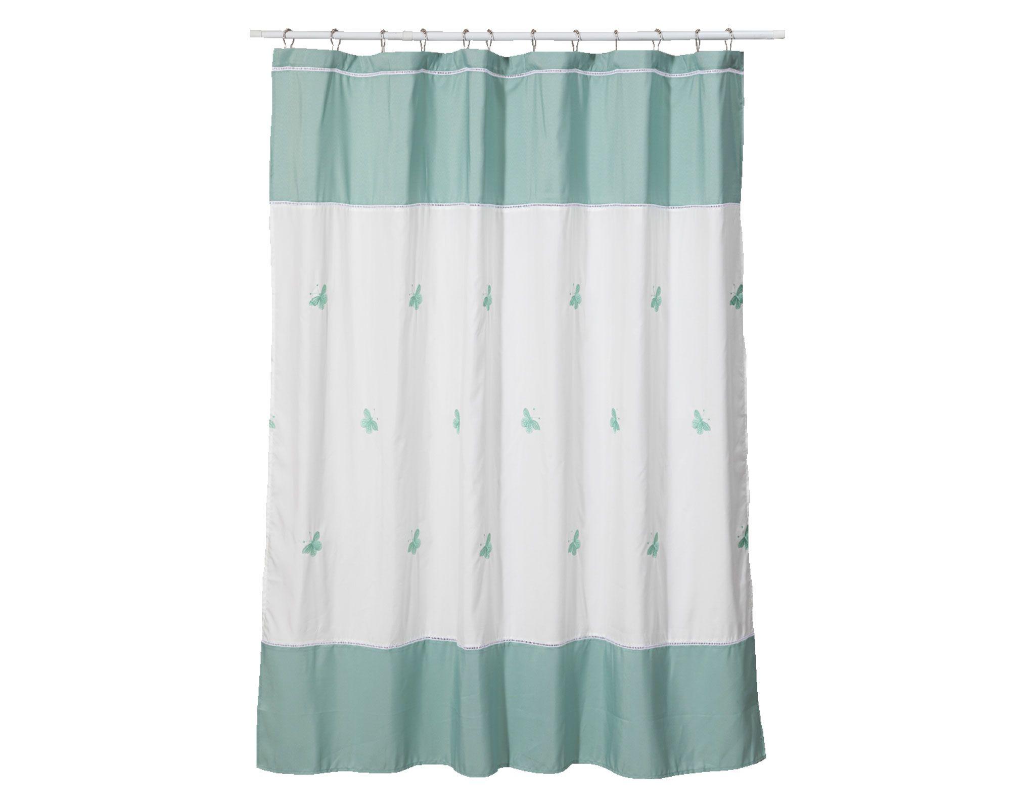 Cortina baño 180x180 cm mariposa aqua/blanco Cotidiana-0