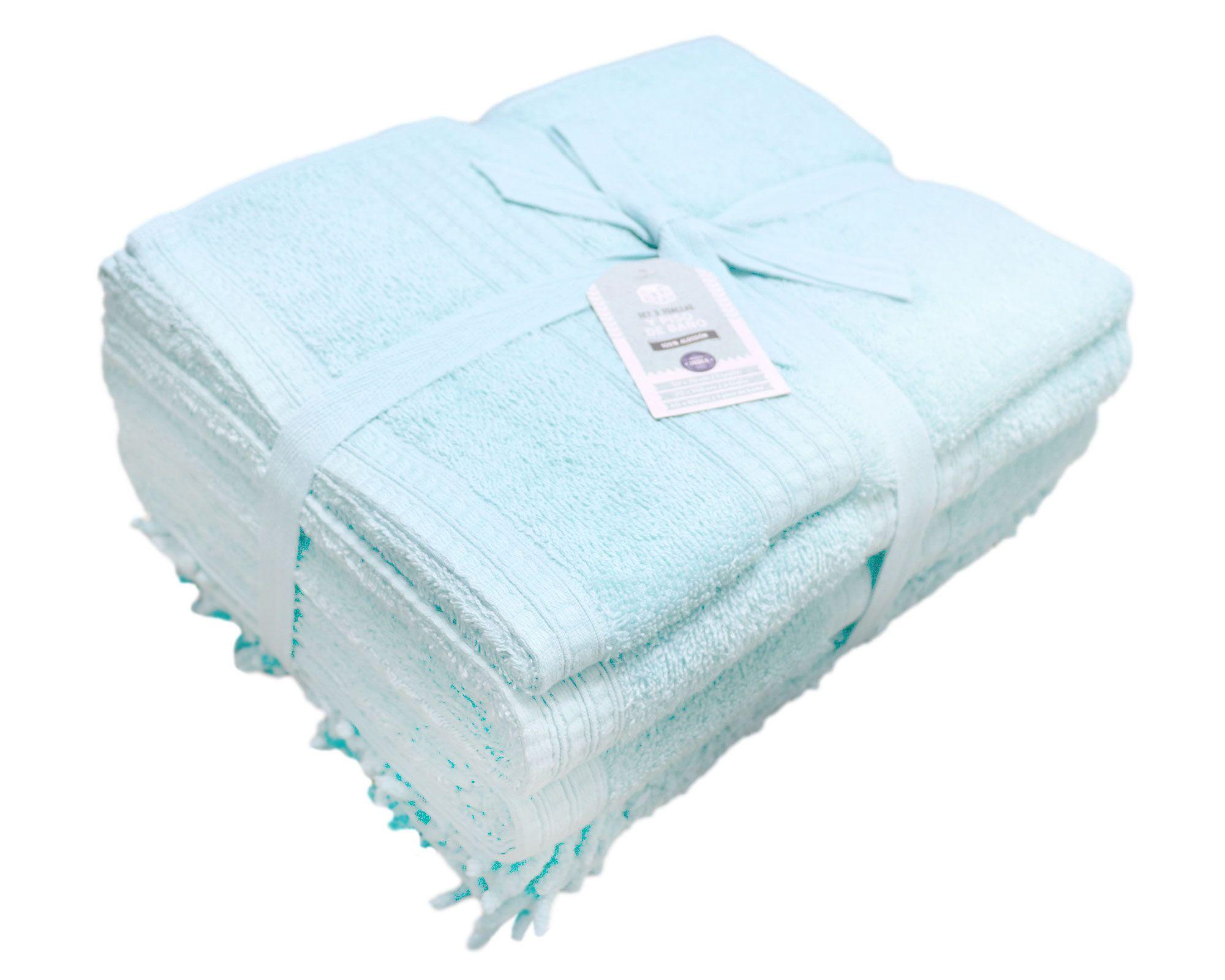 Toalla + piso baño turquesa 4 piezas Cotidiana-0