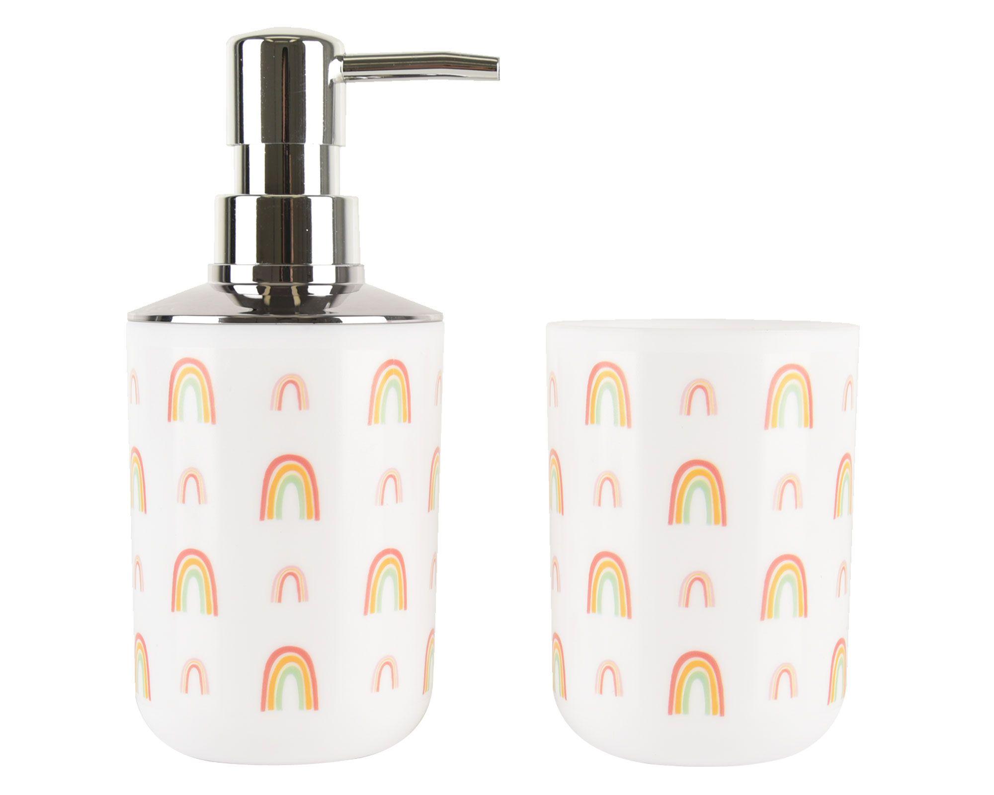 Dispensador jabón + portacepillos arcoíris Cotidiana-0
