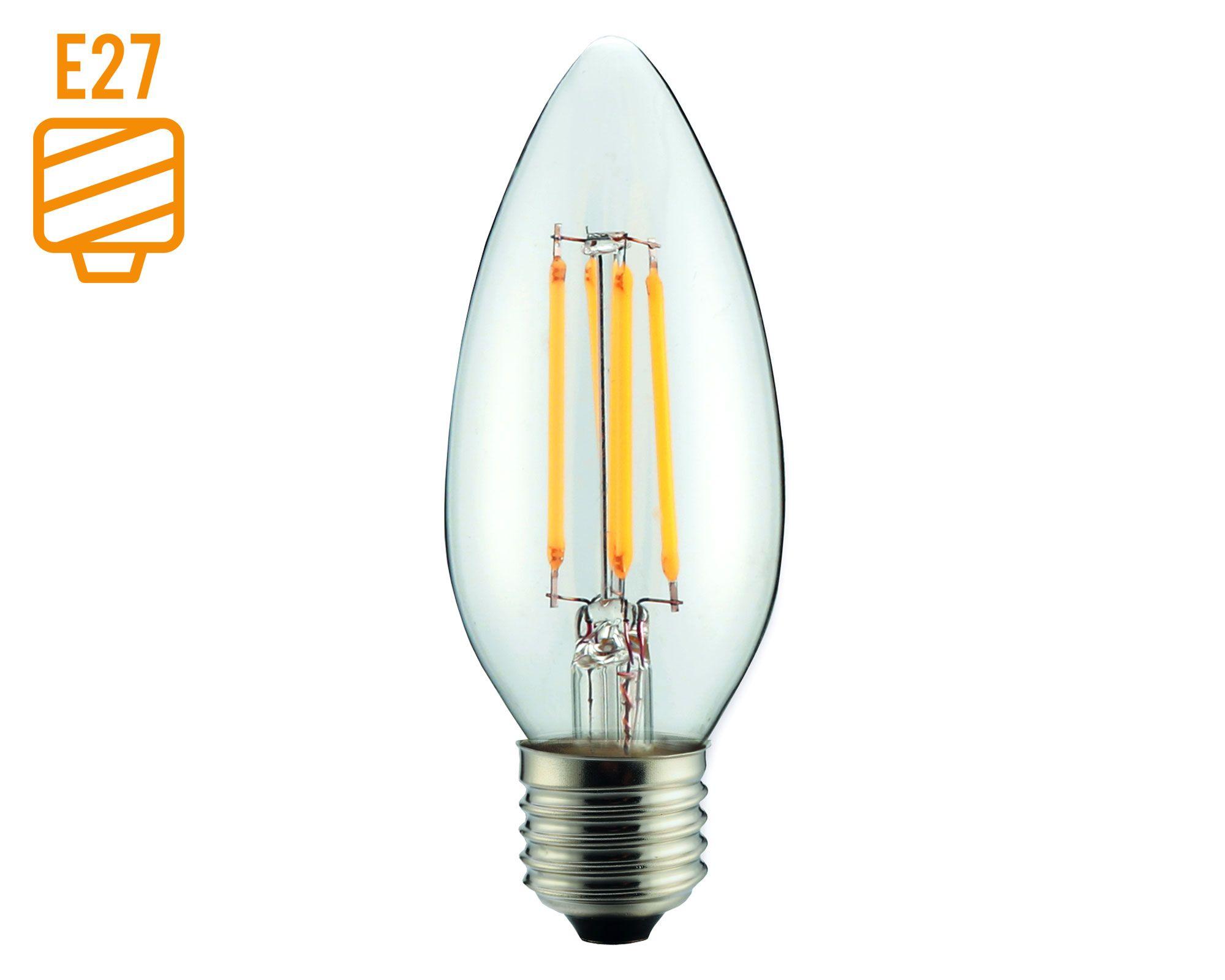Ampolleta Led filamento 4W E27 luz cálida Vela Nex-0