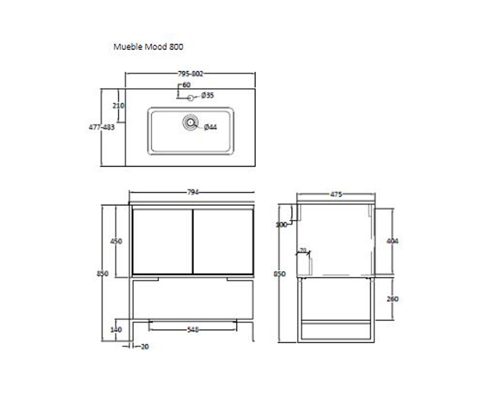 Mueble vanitorio 80 cm Mood gris Klipen.-2