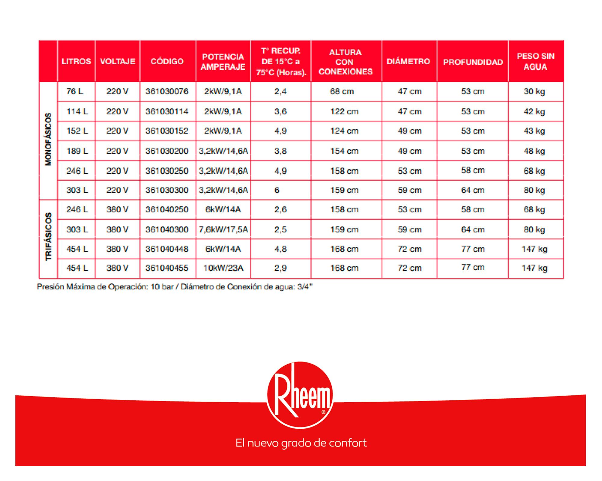 Termo eléctrico 76 litros piso Rheem-13