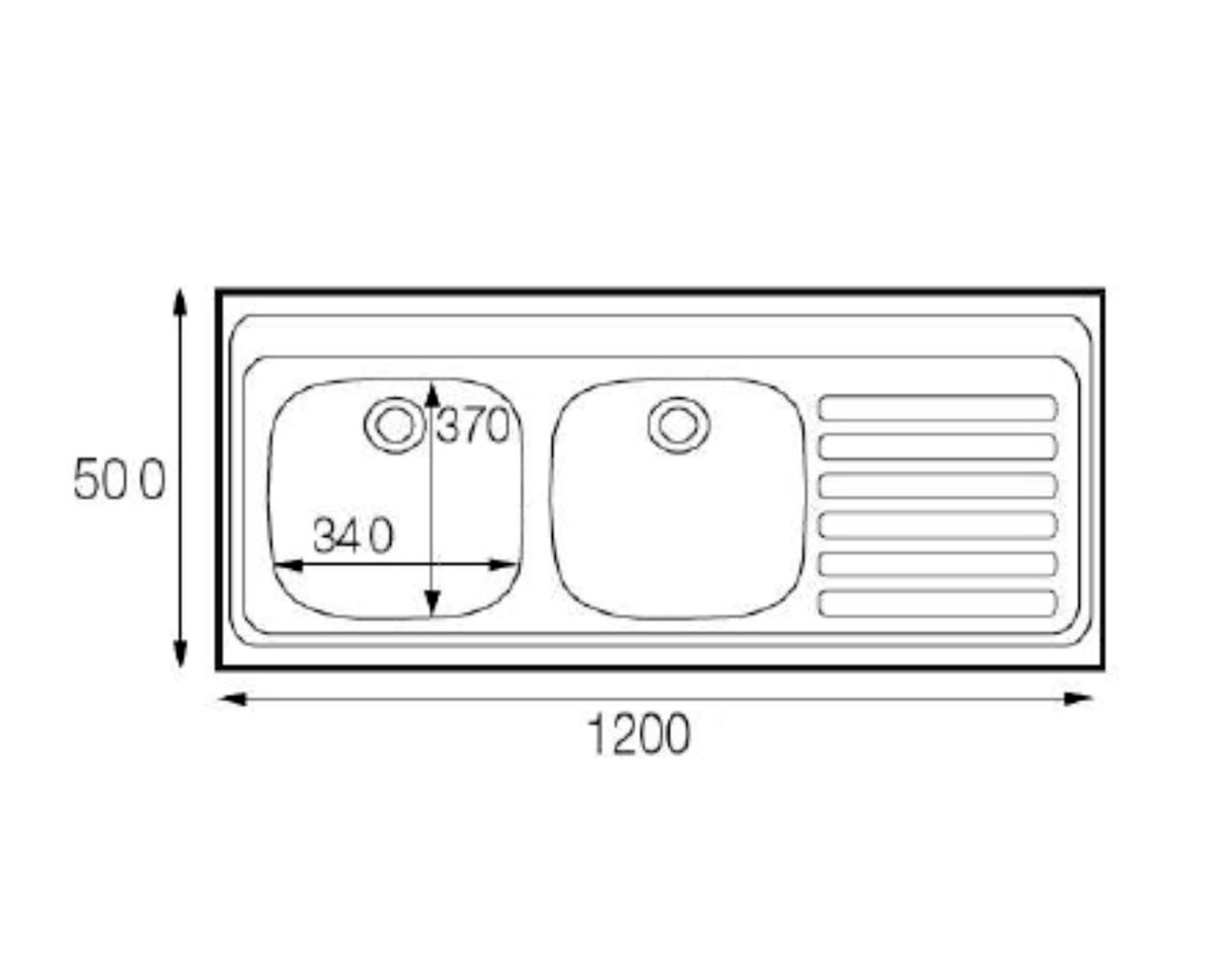 Lavaplatos doble 120.50 2C 1E D inox 15.5x120x50 cm-4