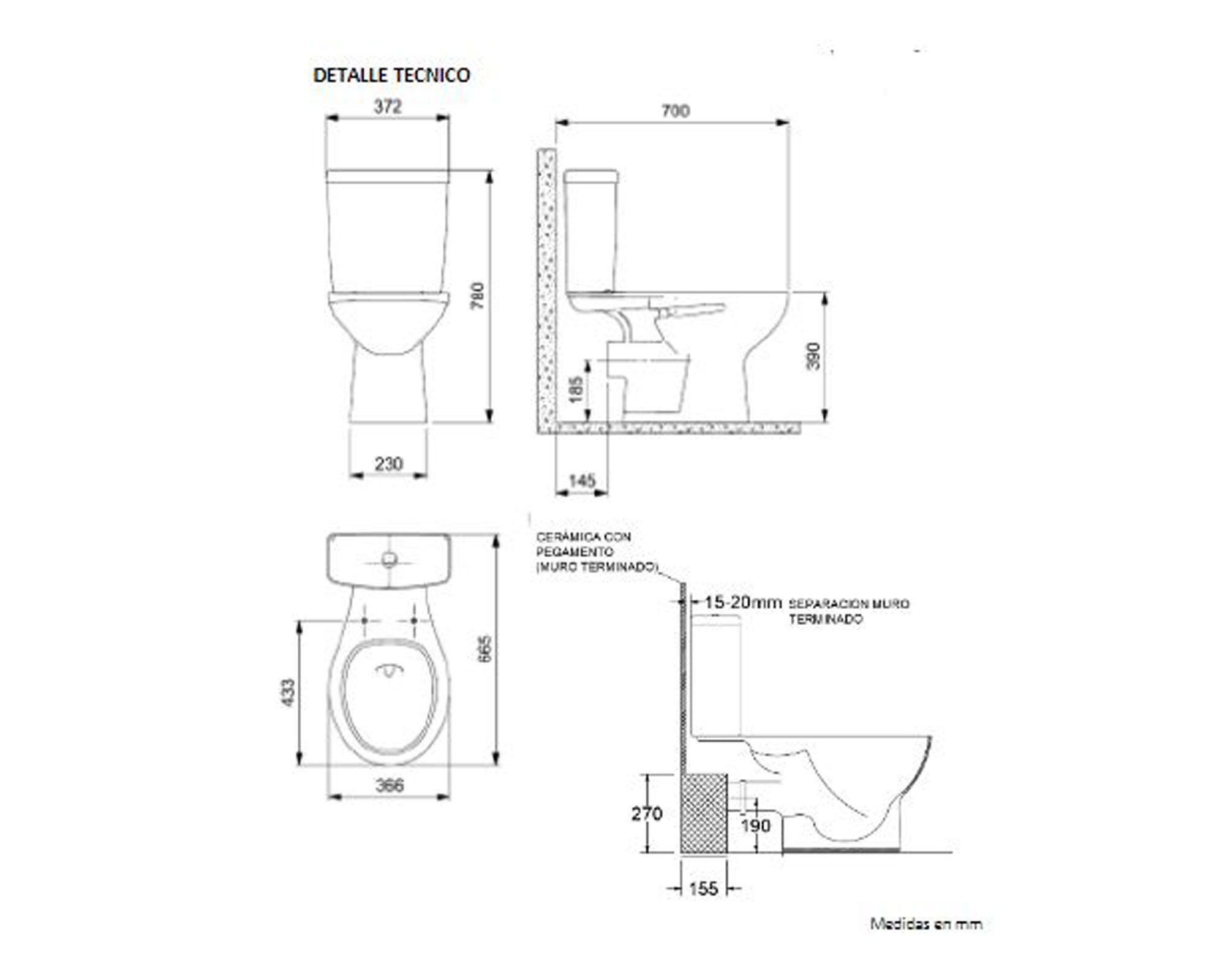 WC two piece muro 19 cm botón dual Vita blanco-2