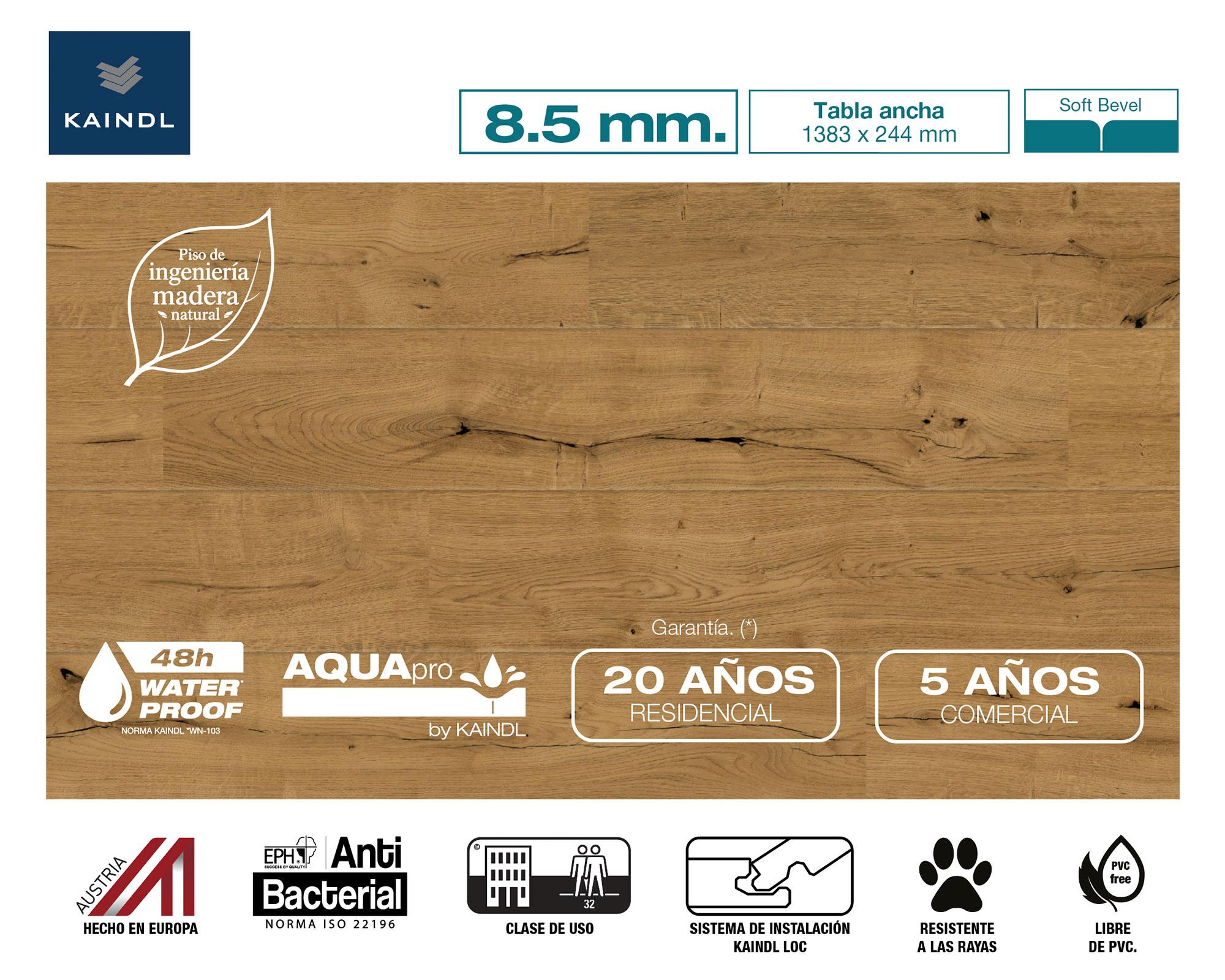 Piso flotante Aquapro Wood Veneer Parquet 8.5 mm Sunderla 24.4x138.3 cm 2.36 m2-1