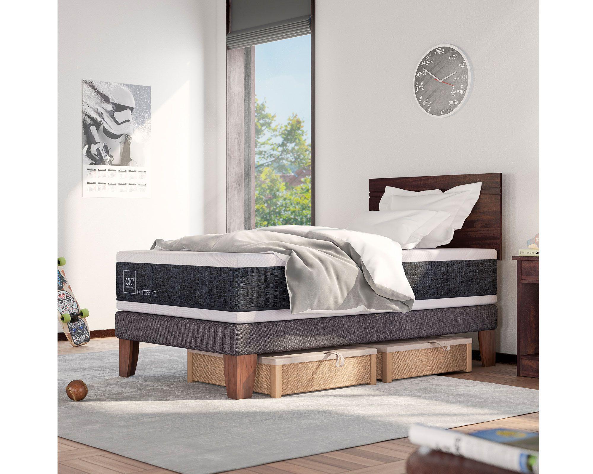 Cama europea 1.5 plazas Ortopedic + respaldo Dublín Cic-3