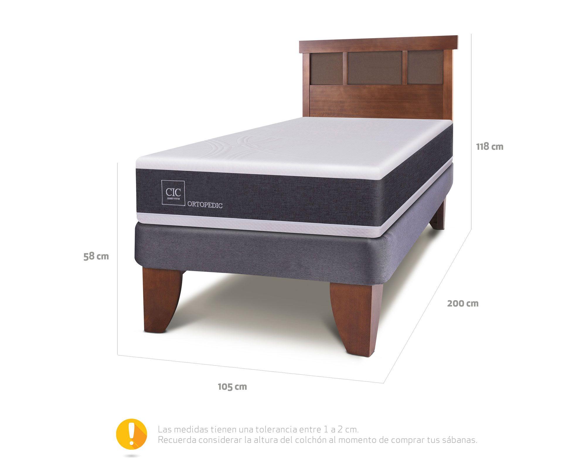Cama europea 1.5 plazas Ortopedic + respaldo Dublín Cic-4