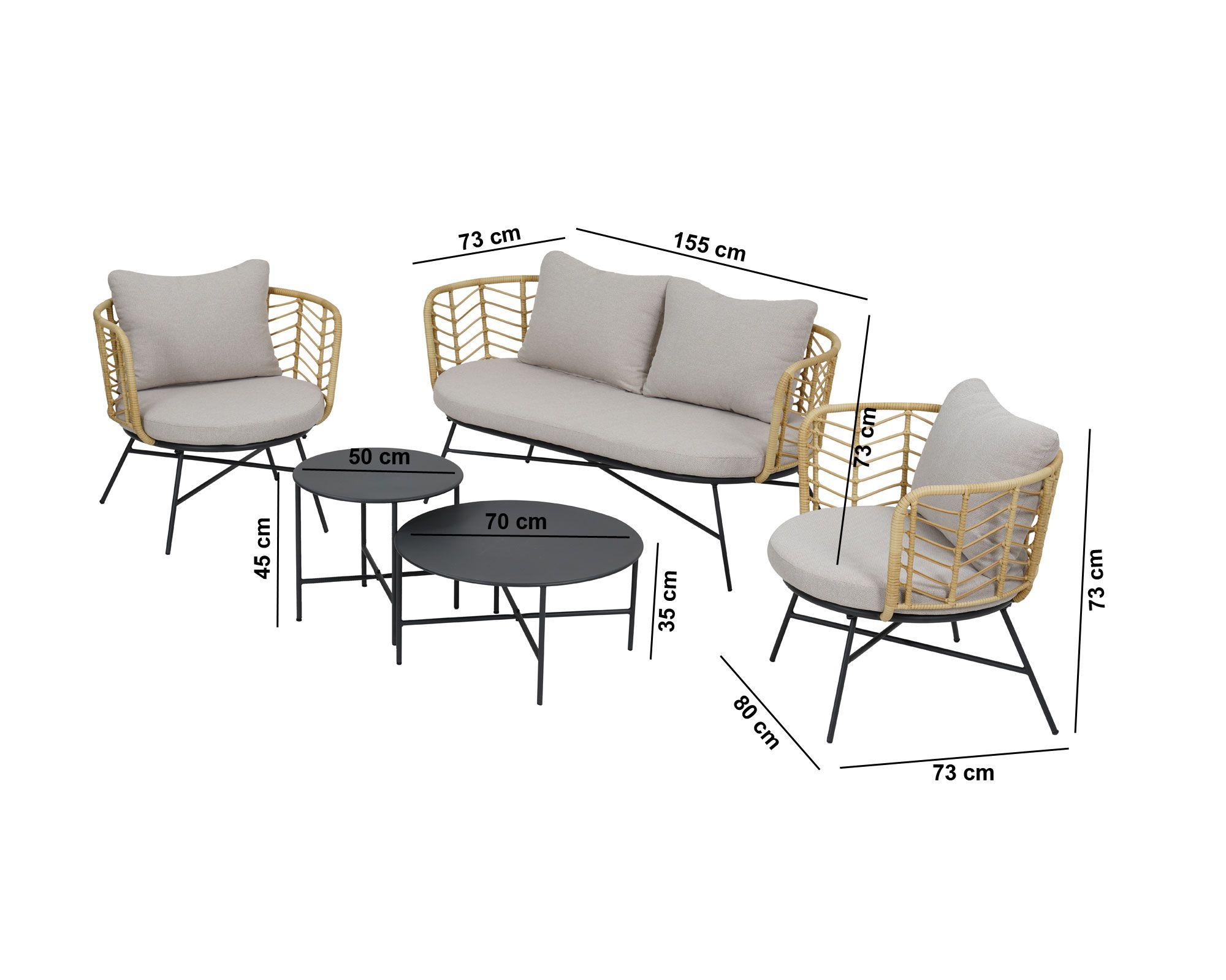 Set terraza 4 personas Diego boho Outzen-7