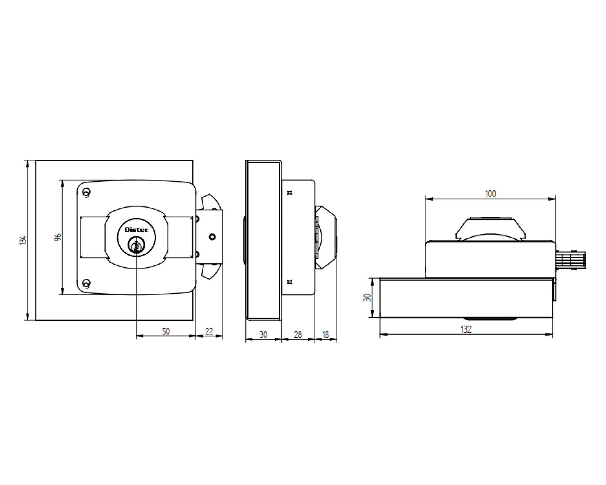 Cerradura sobreponer 112 corredera Oister-2
