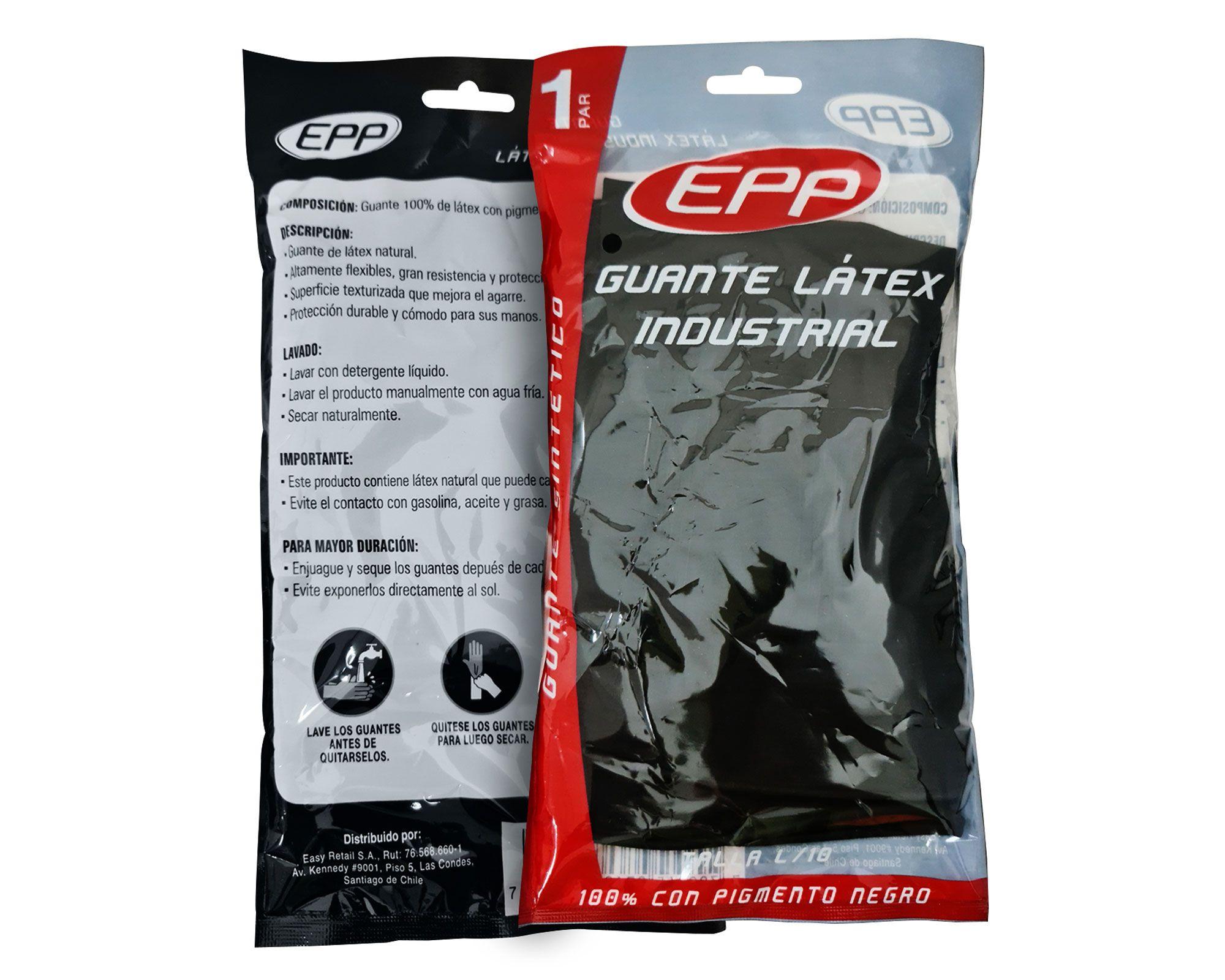 Guante látex industrial negro EPP-2