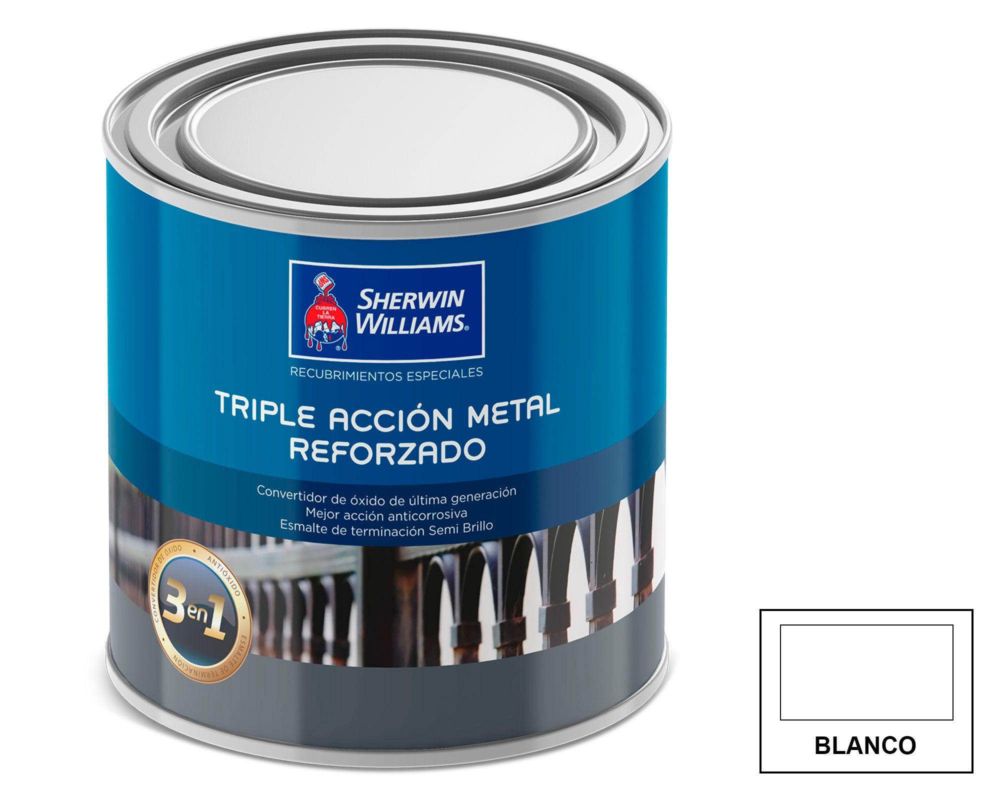 Esmalte anticorrosivo 1/4 galón Triple acción metal reforzado blanco semi brillante Sherwin Williams-2