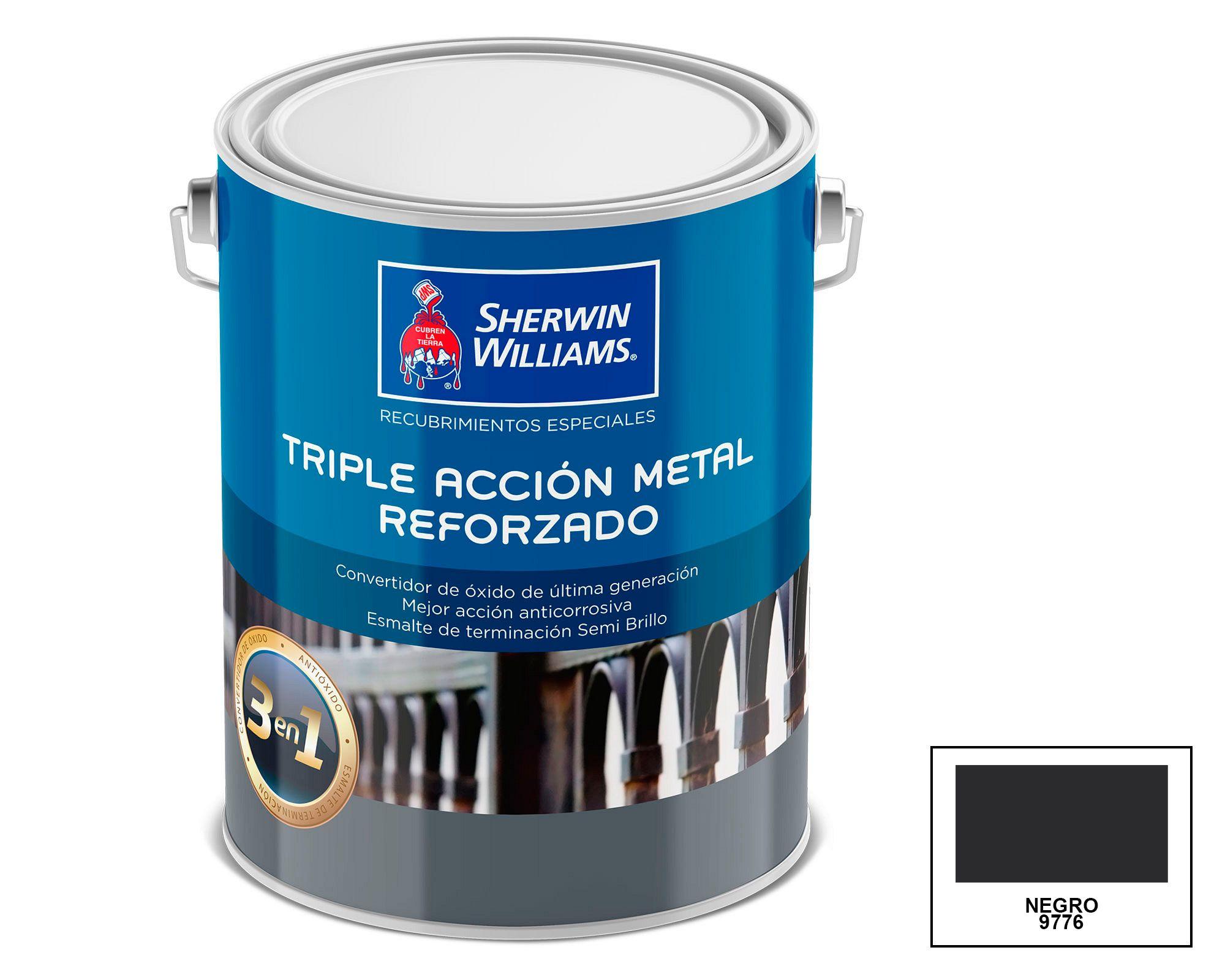 Esmalte anticorrosivo 1 galón Triple acción metal reforzado negro semi brillante Sherwin Williams-2