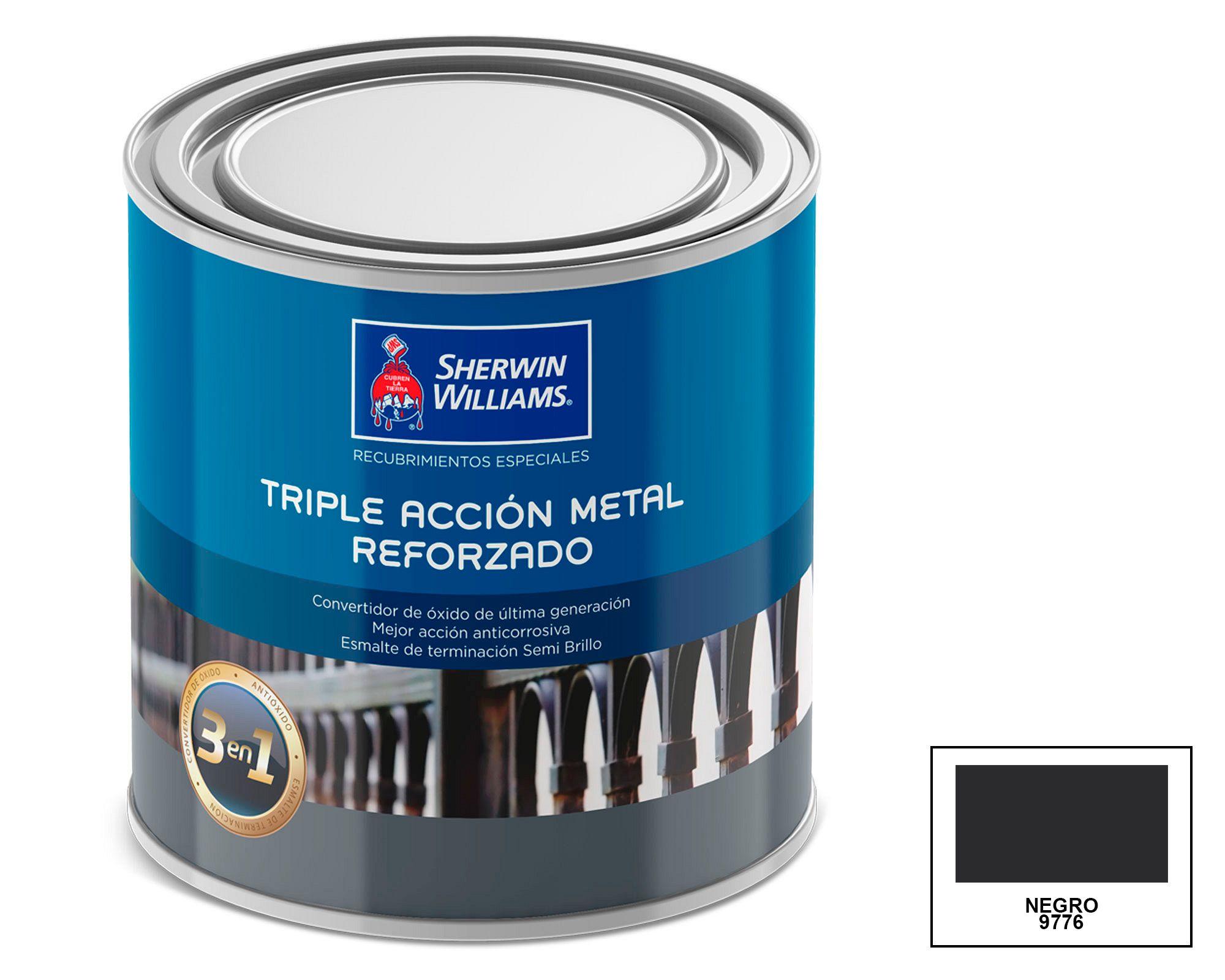 Esmalte anticorrosivo 1/4 galón Triple acción metal reforzado negro semi brillante Sherwin Williams-2