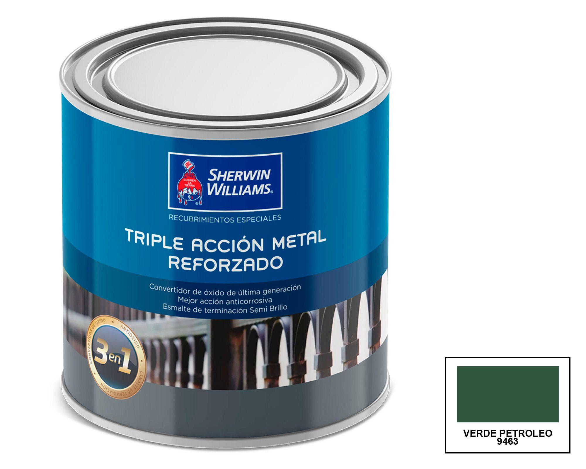 Esmalte anticorrosivo 1/4 galón Triple acción metal reforzado verde petróleo semi brillante Sherwin Williams-2
