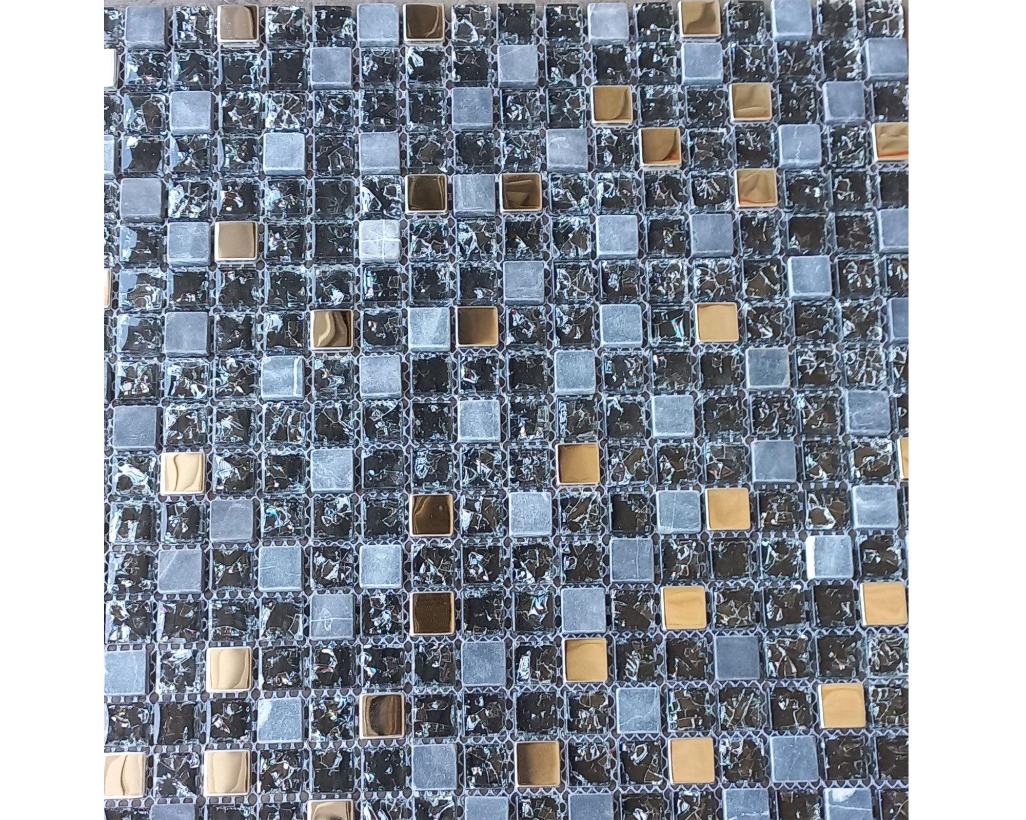 Malla mosaico 30x30 cm negro/plateado Decoralia-0