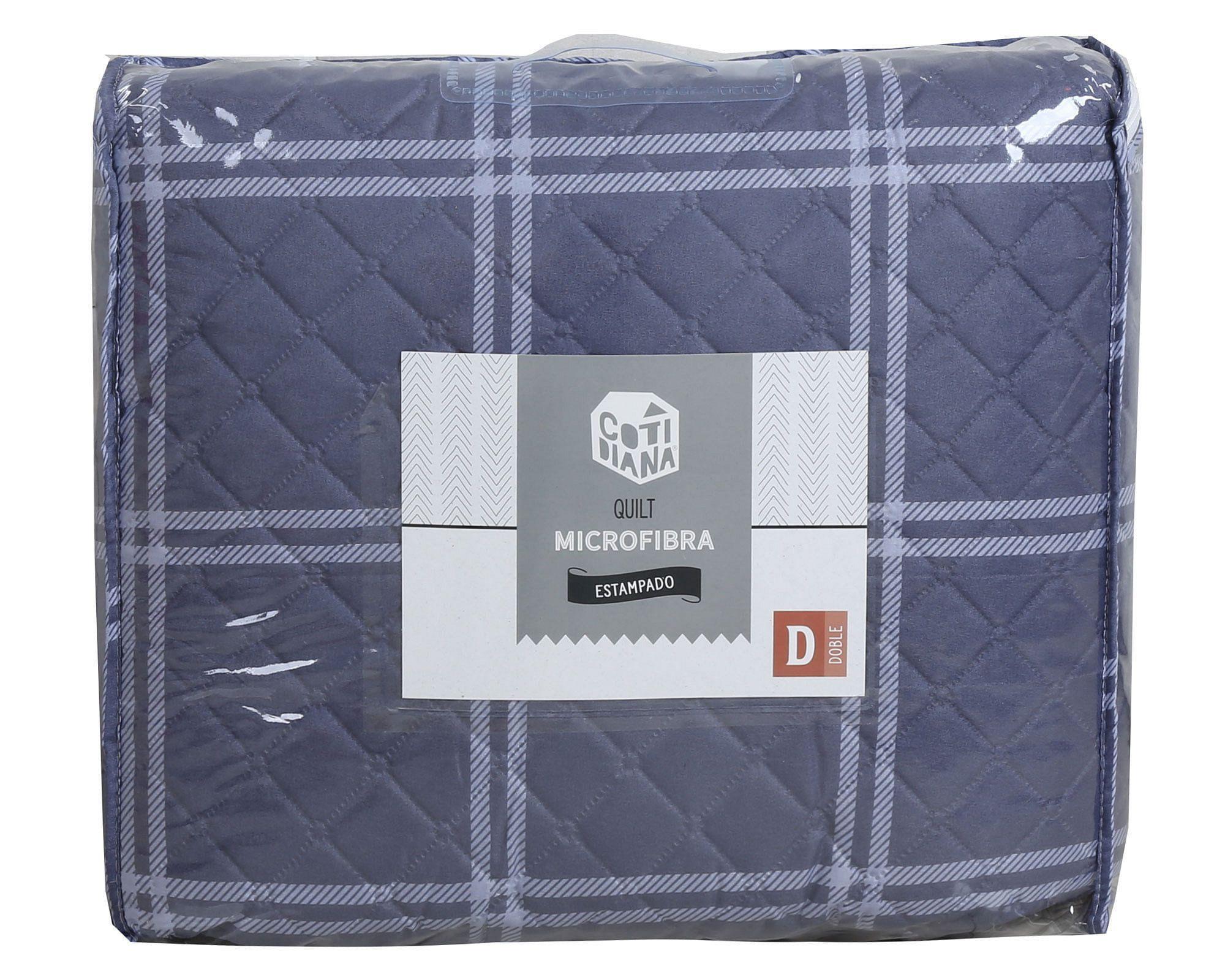 Quilt 1.5 plazas cuadrille azul Cotidiana-2