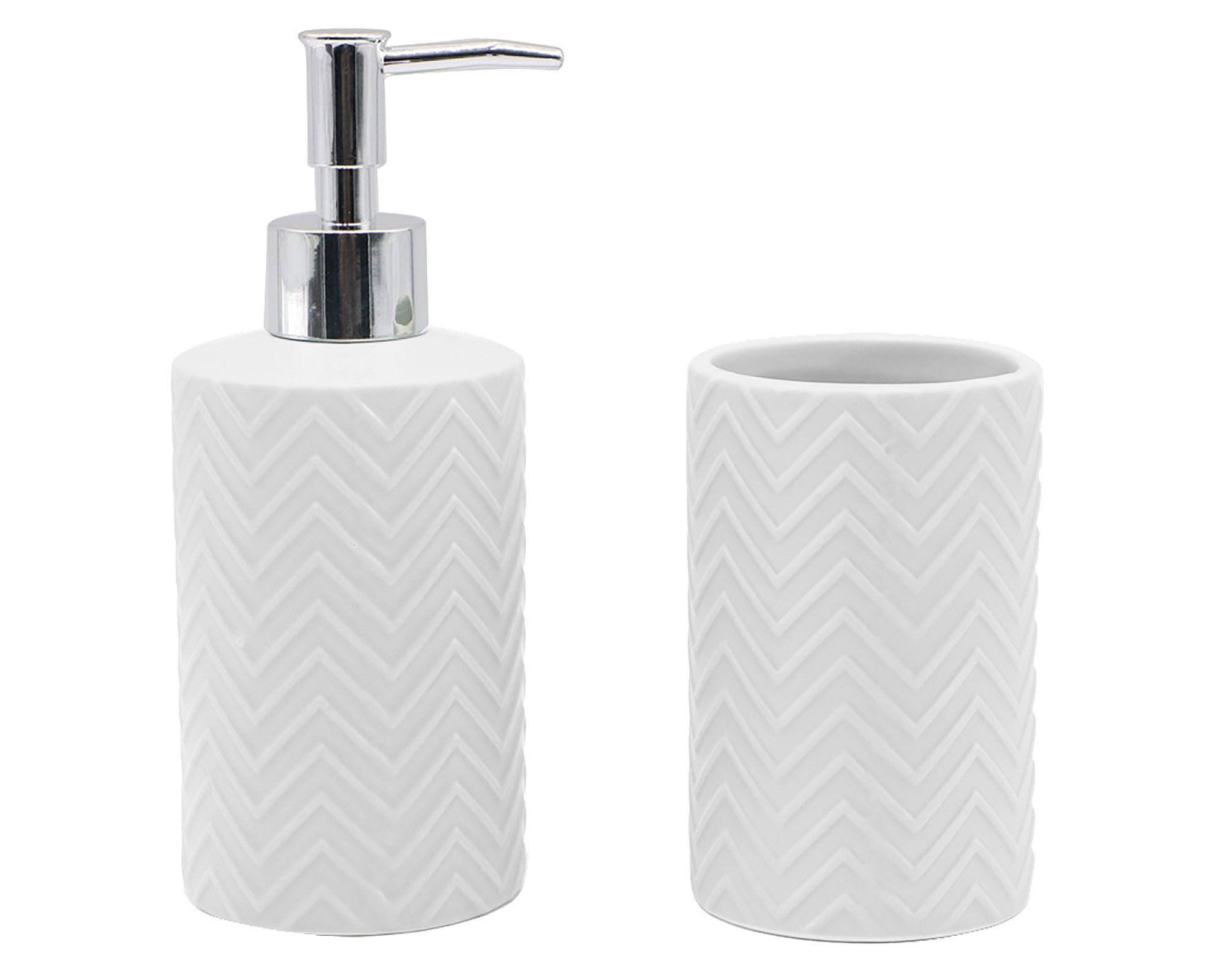 Dispensador + portacepillos Zigzag blanco Cotidiana-1