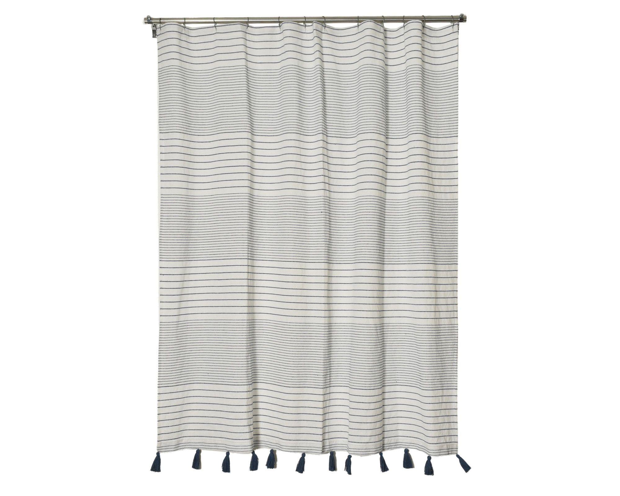 Cortina baño 180x180 cm líneas bordadas Cotidiana-0