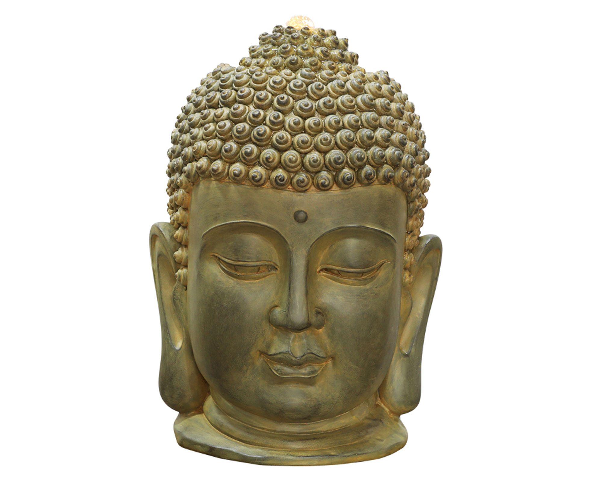 Fuente de agua 48 cm Cabeza buda dorado Outzen-0