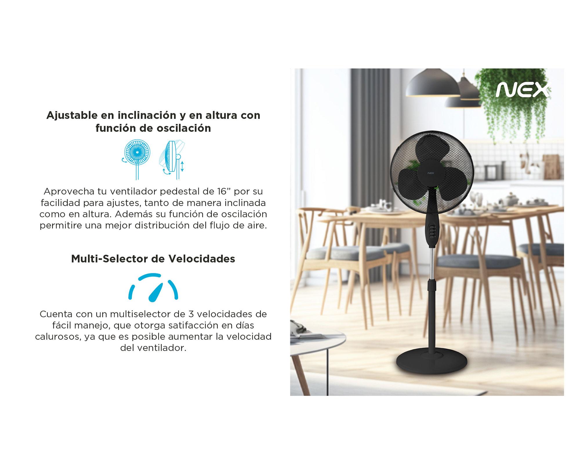 Ventilador de pie 16'' VPT1610B negro Nex-10