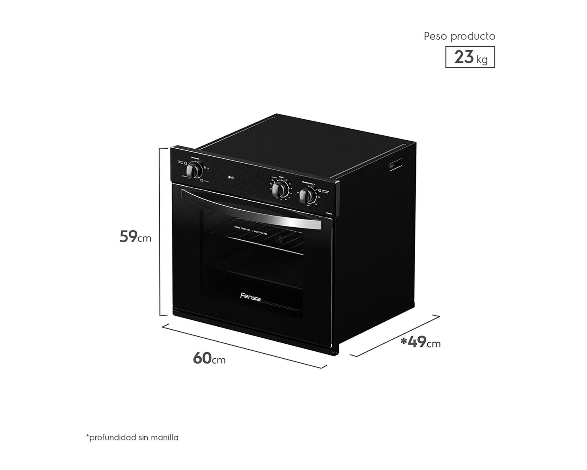 Horno empotrado 66 litros F 1060R A espejado Fensa-3