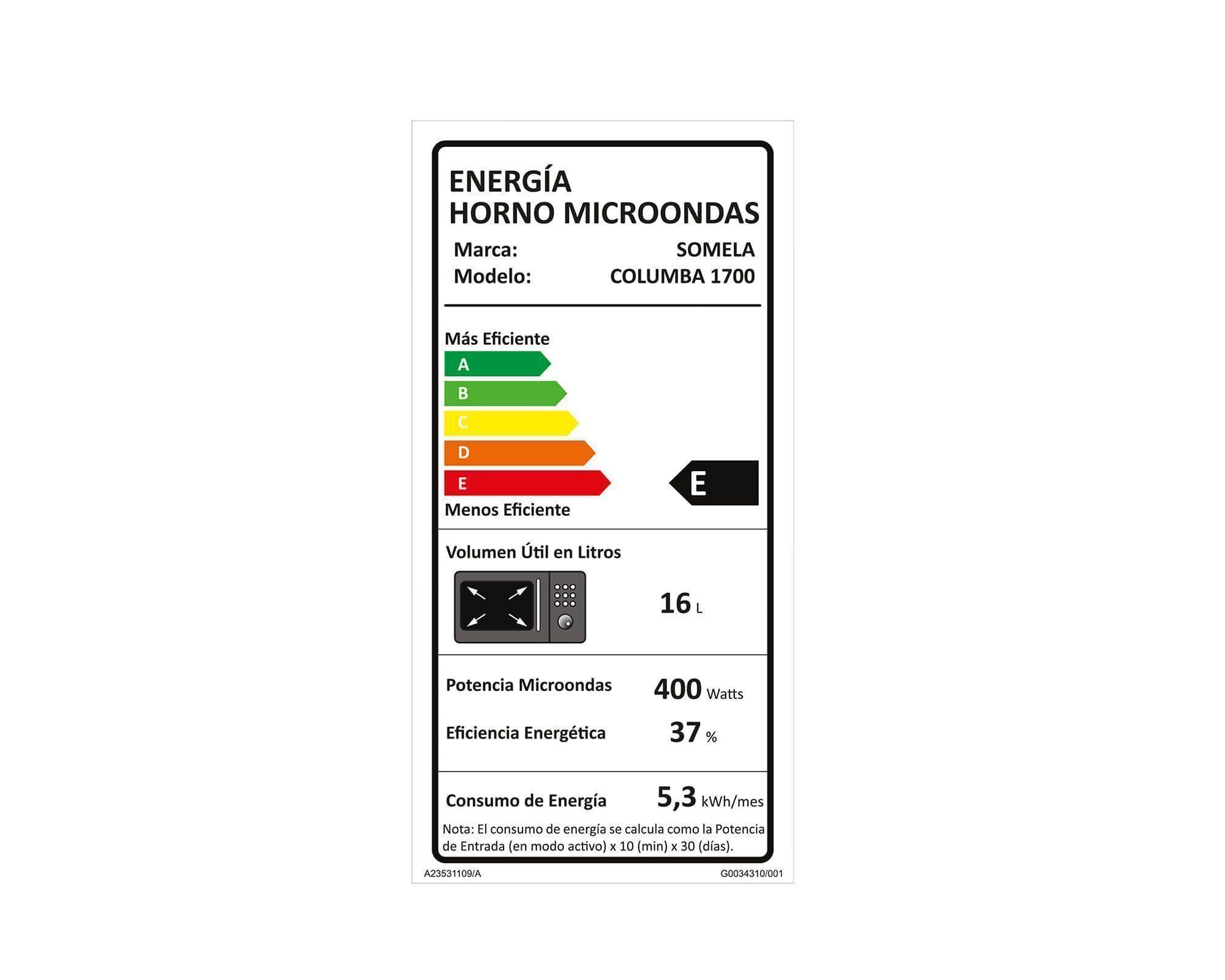 Microondas 17 litros Columba 1700 Somela-5