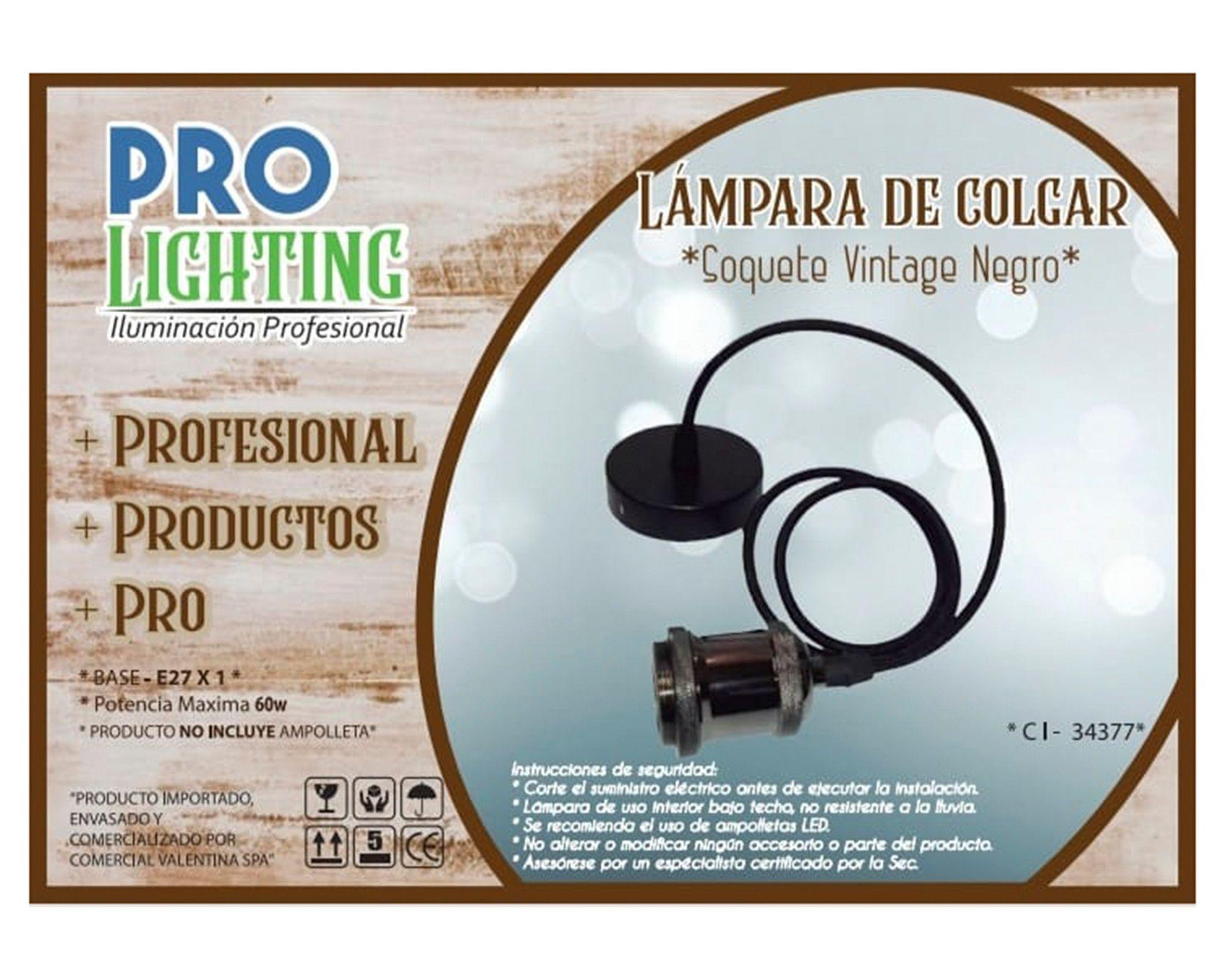 Porta lámpara decorativa 1L E27 Vintage grafito Pro-Lighting-2