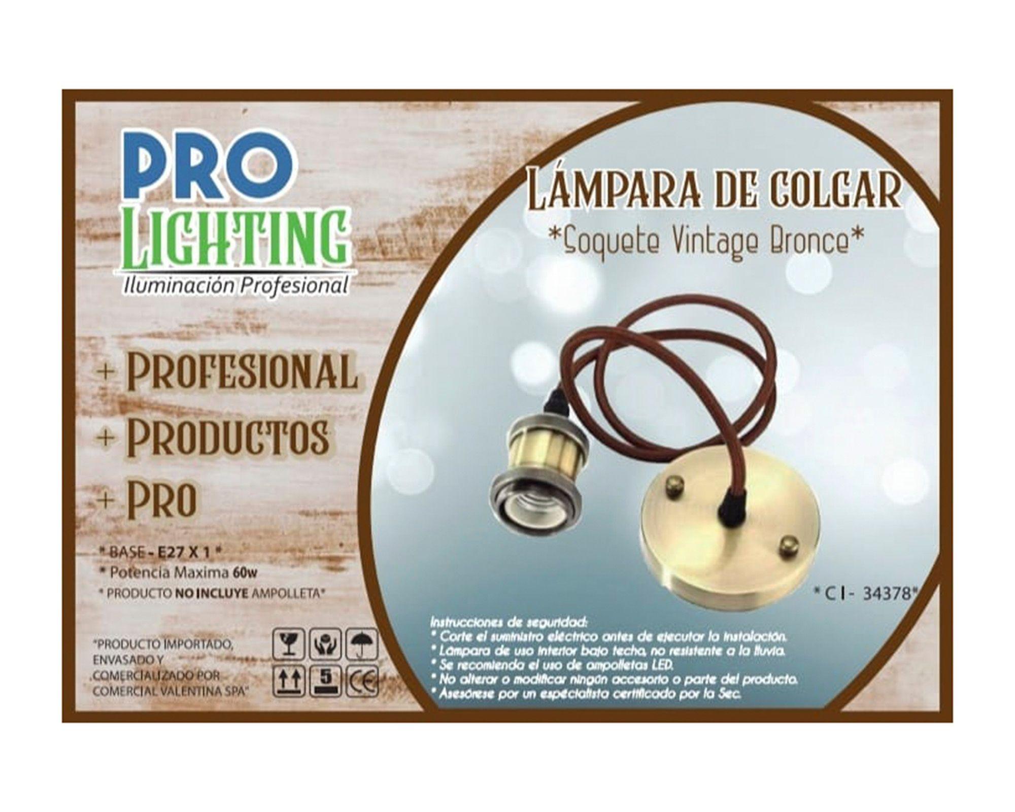 Porta lámpara 1L E27 Vintage bronce envejecido Pro-Lighting-2