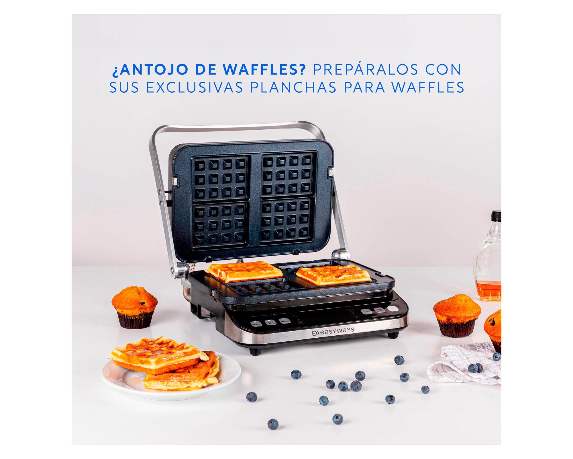 Plancha waffles grill Let's Grill 3 en 1 gris 2000W-3