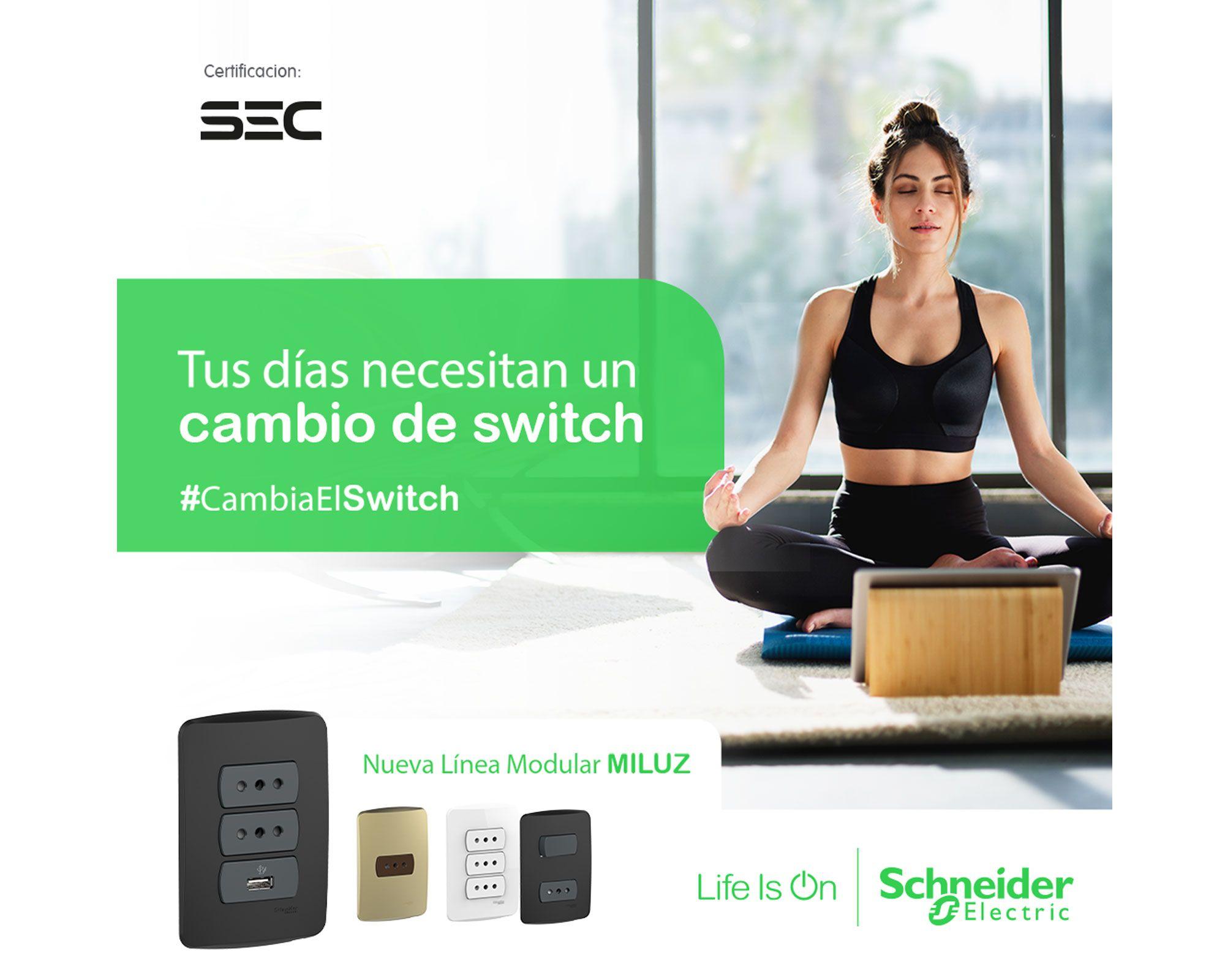 Placa armada con interruptor 16A 9/12 Miluz grafito Schneider-1
